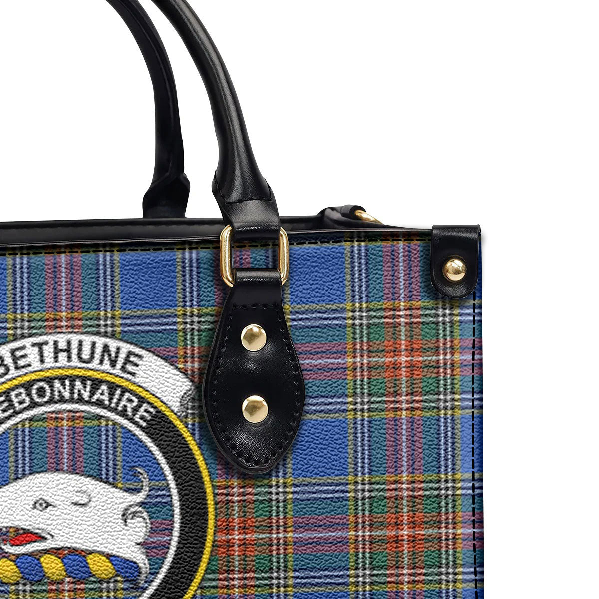 Bethune Ancient Tartan Crest Leather Handbag