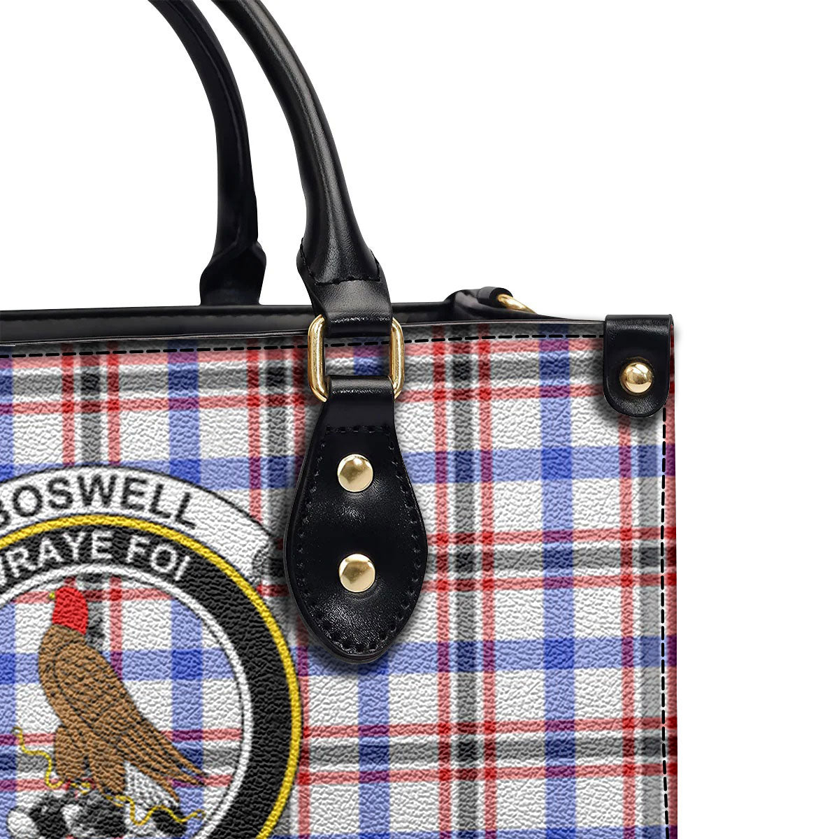 Boswell Modern Tartan Crest Leather Handbag