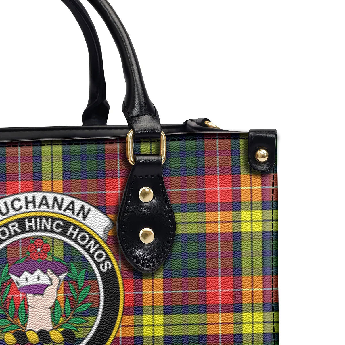 Buchanan Modern Tartan Crest Leather Handbag