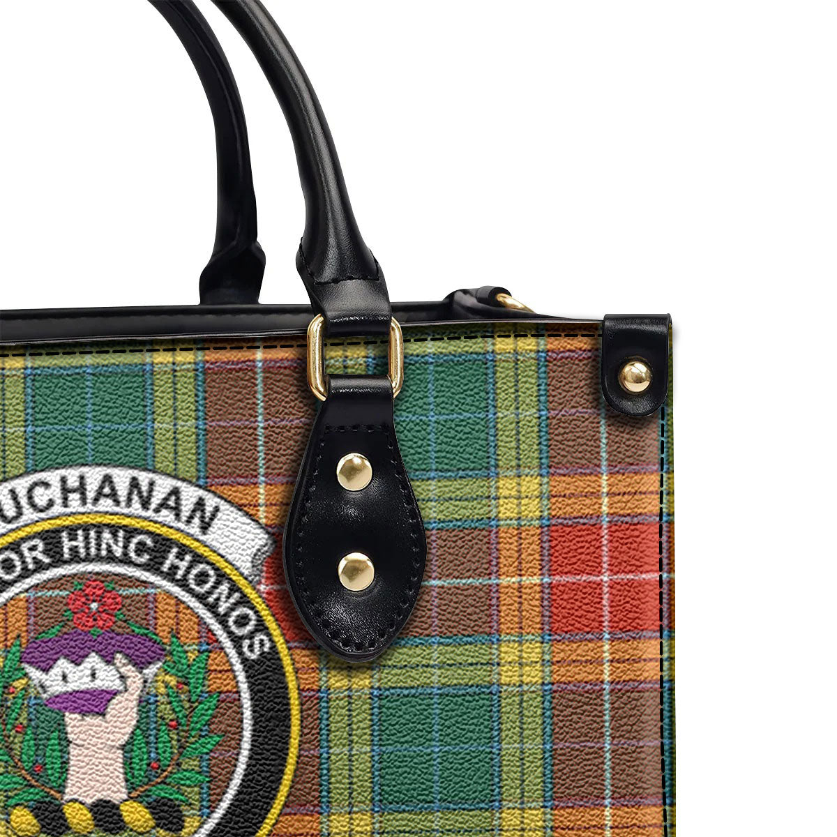 Buchanan Old Sett Tartan Crest Leather Handbag