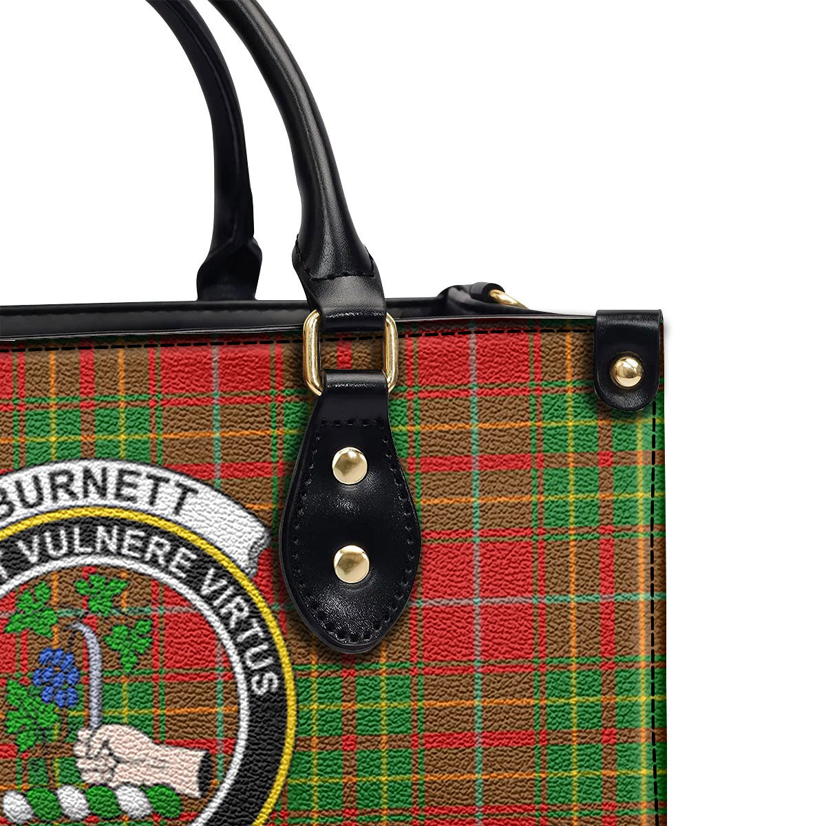 Burnett Ancient Tartan Crest Leather Handbag