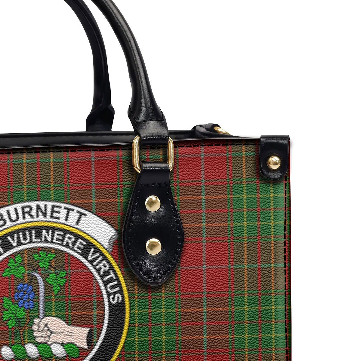 Burnett Tartan Crest Leather Handbag