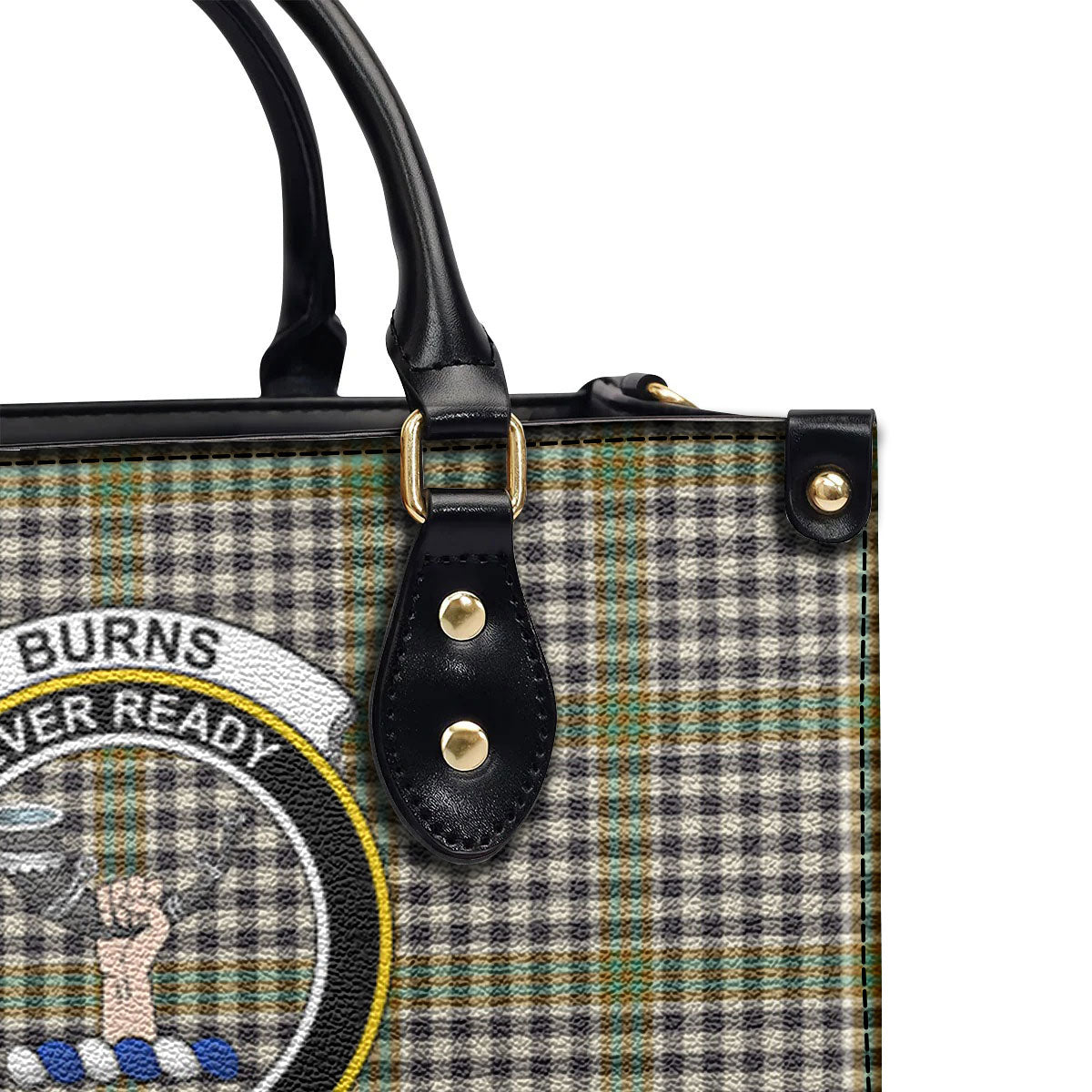 Burns Check Tartan Crest Leather Handbag