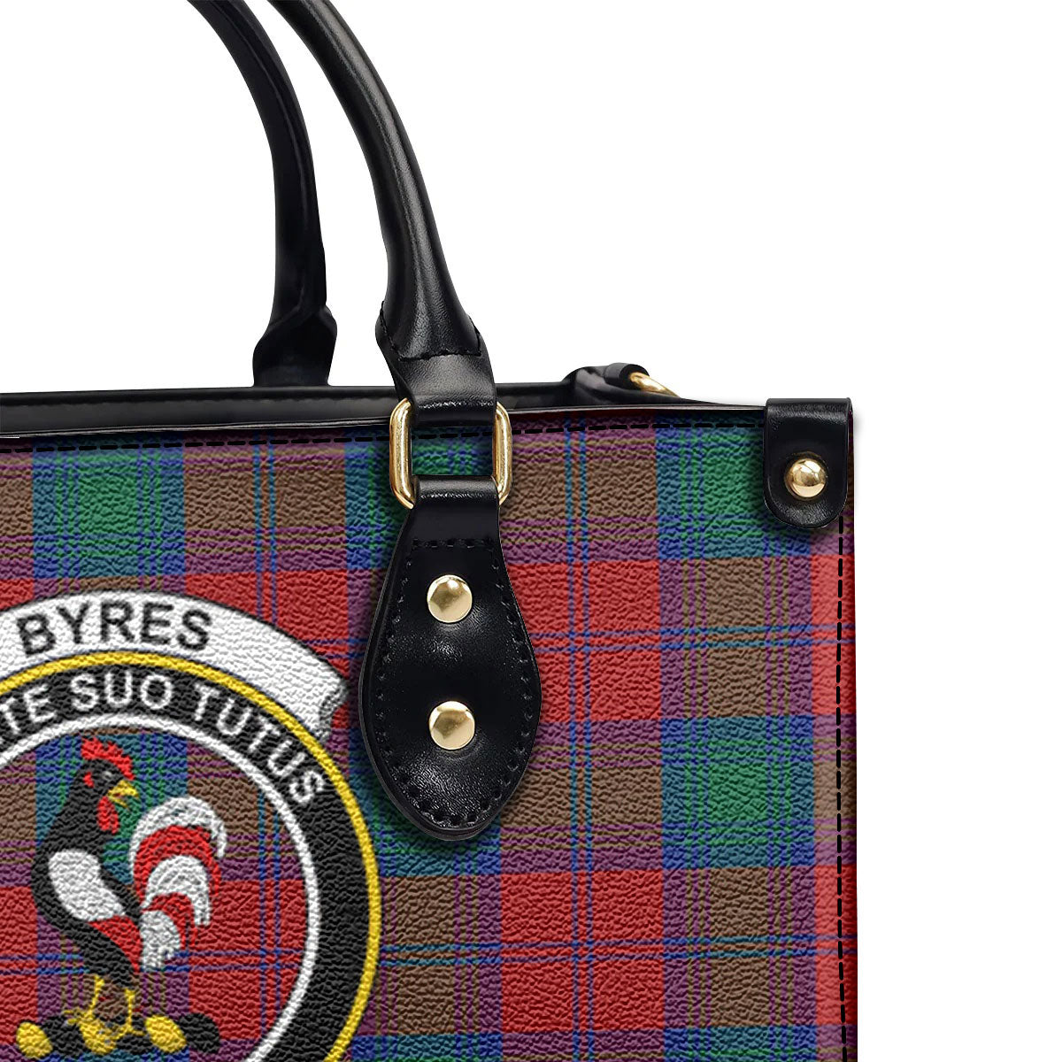 Byres Tartan Crest Leather Handbag