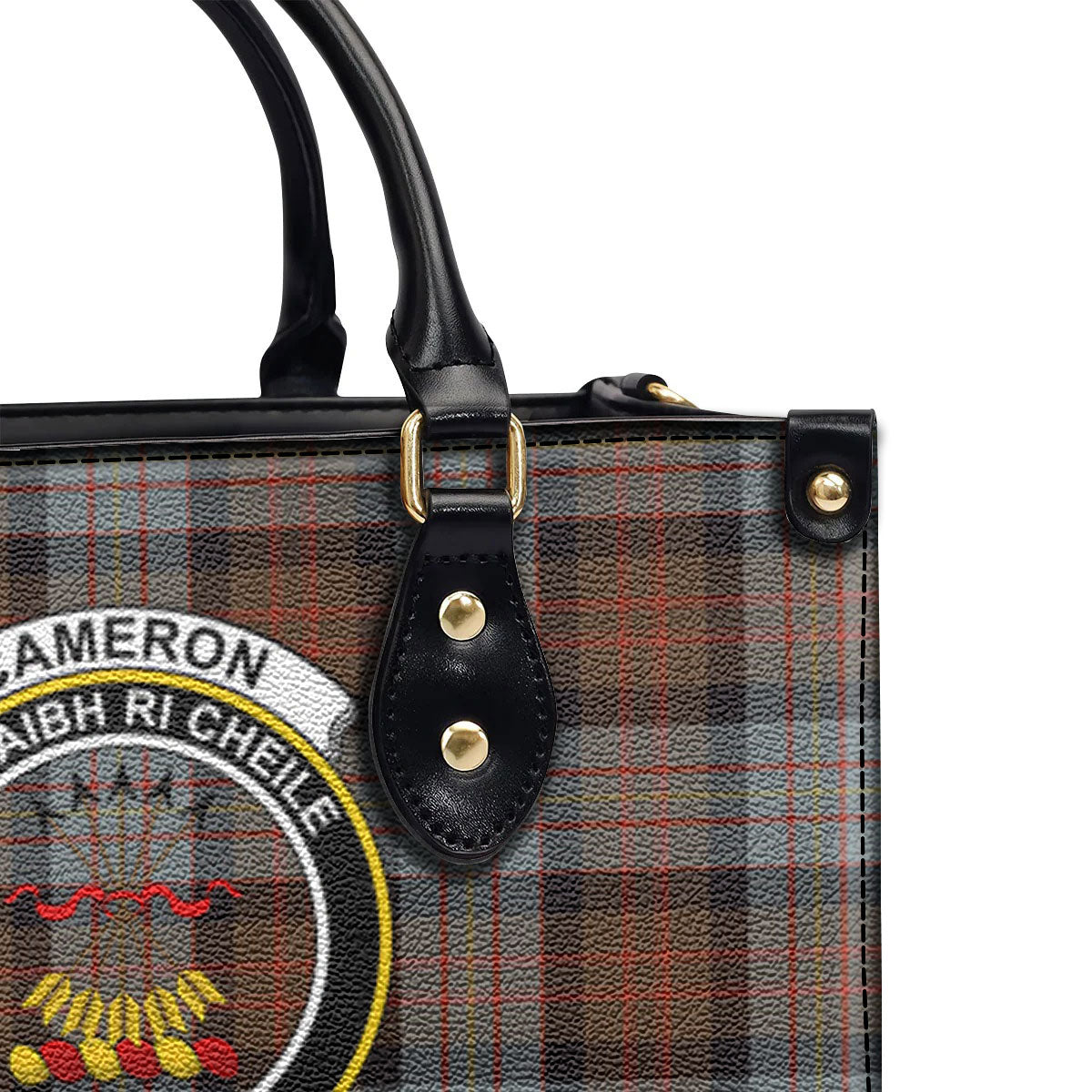 Cameron of Erracht Weathered Tartan Crest Leather Handbag