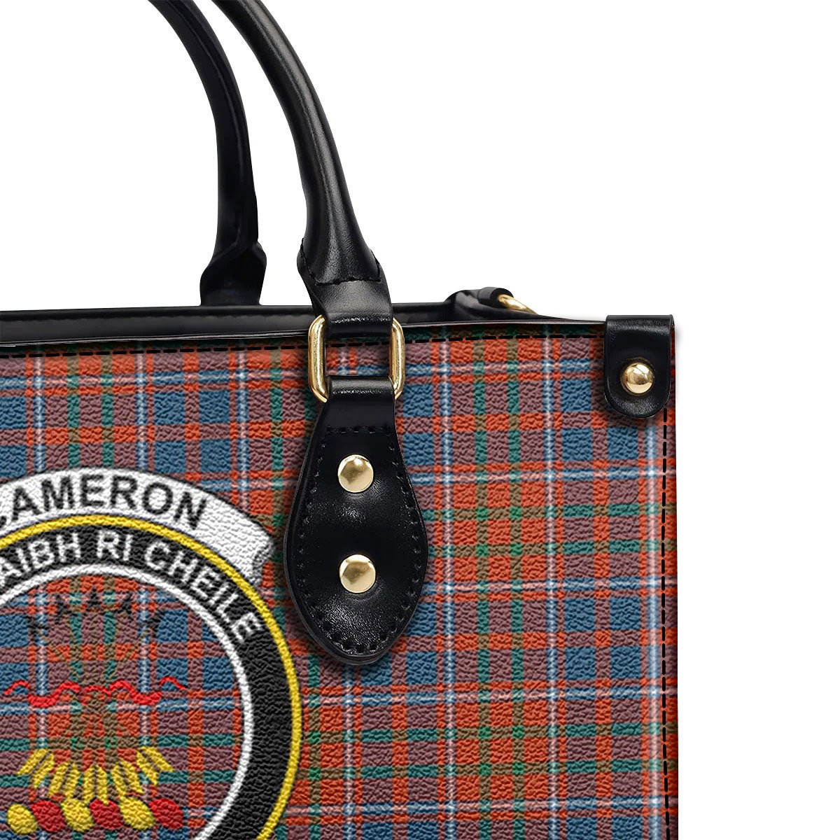 Cameron of Lochiel Ancient Tartan Crest Leather Handbag