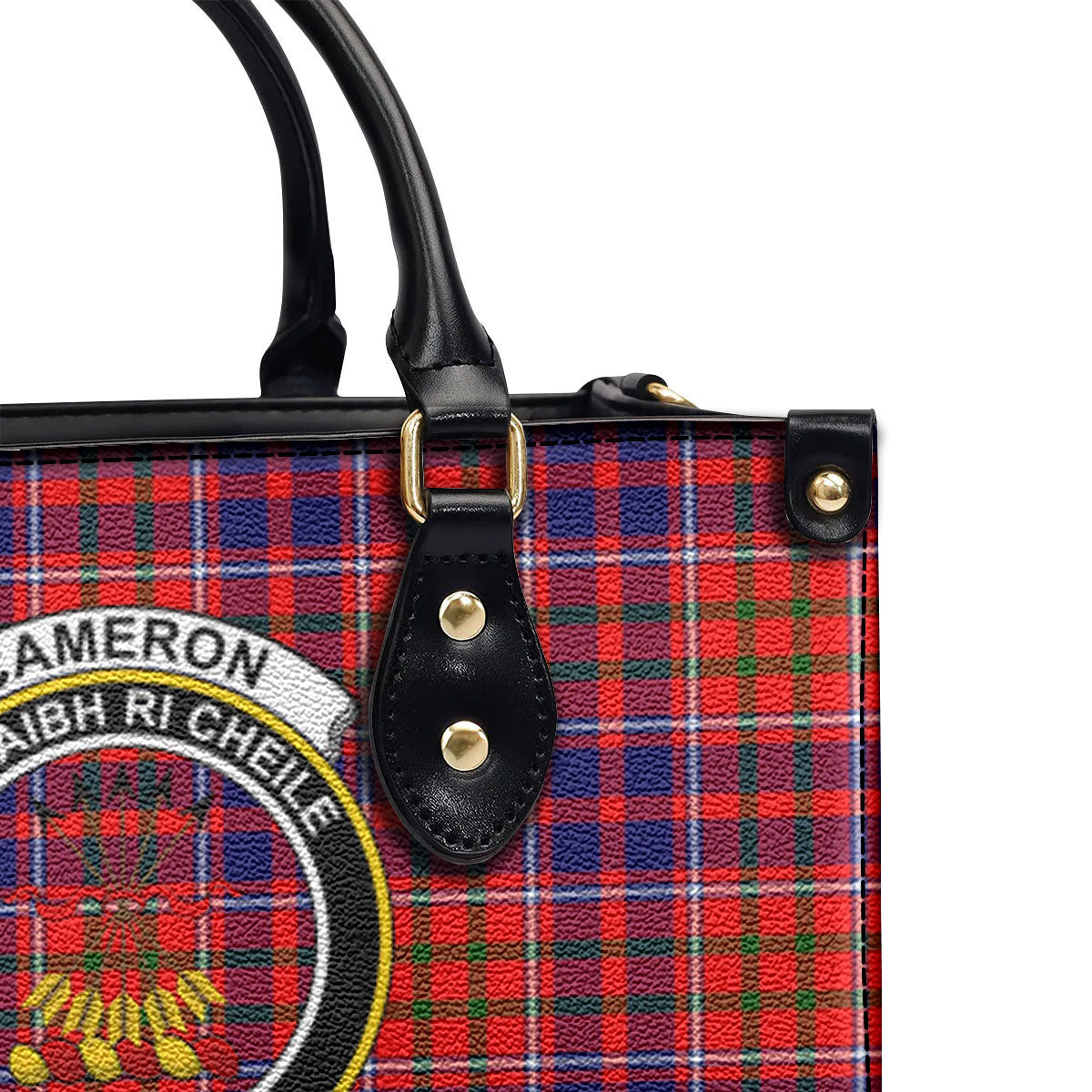 Cameron of Lochiel Modern Tartan Crest Leather Handbag