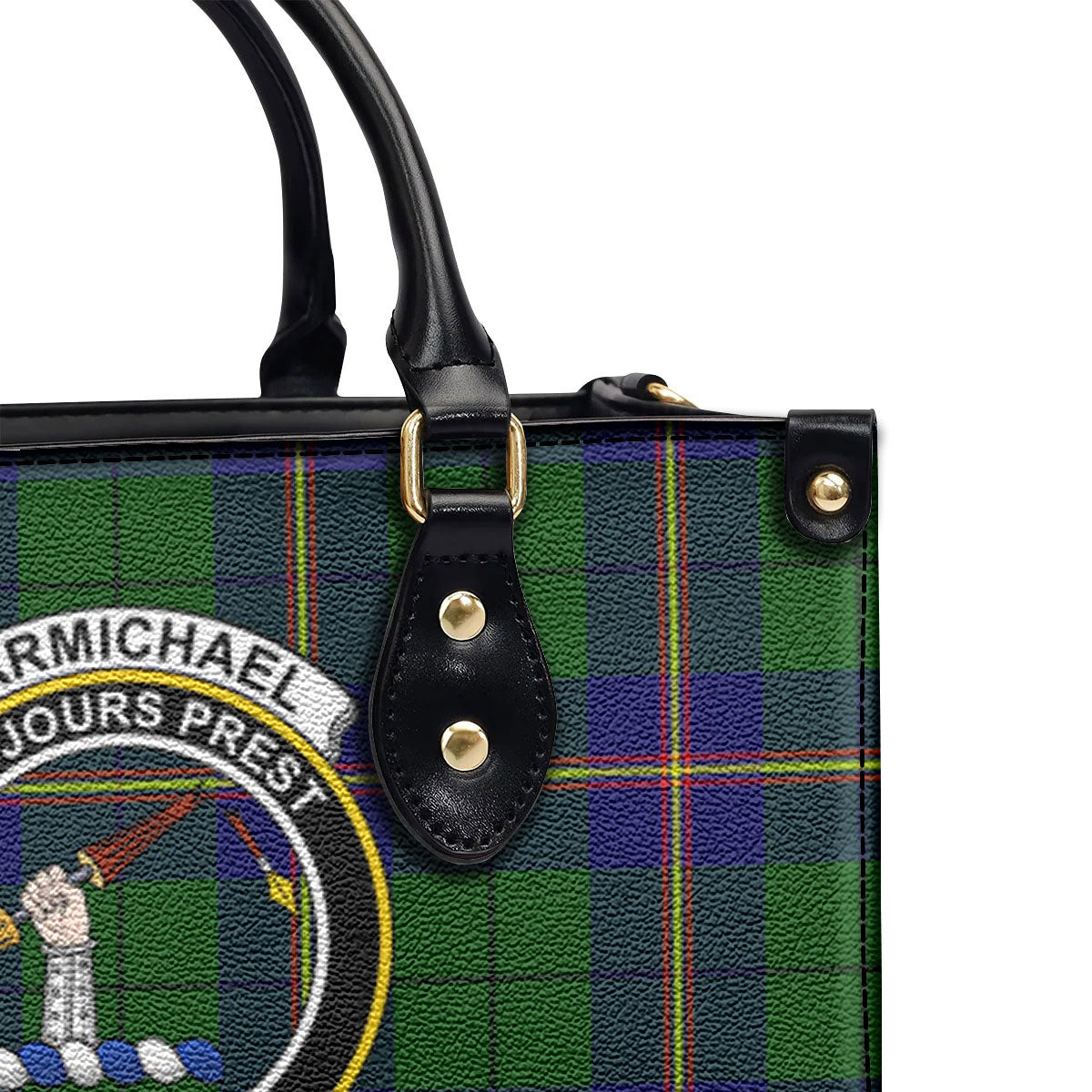 Carmichael Modern Tartan Crest Leather Handbag