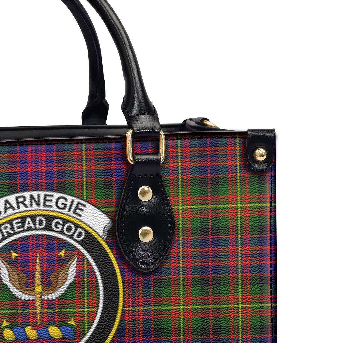 Carnegie Modern Tartan Crest Leather Handbag