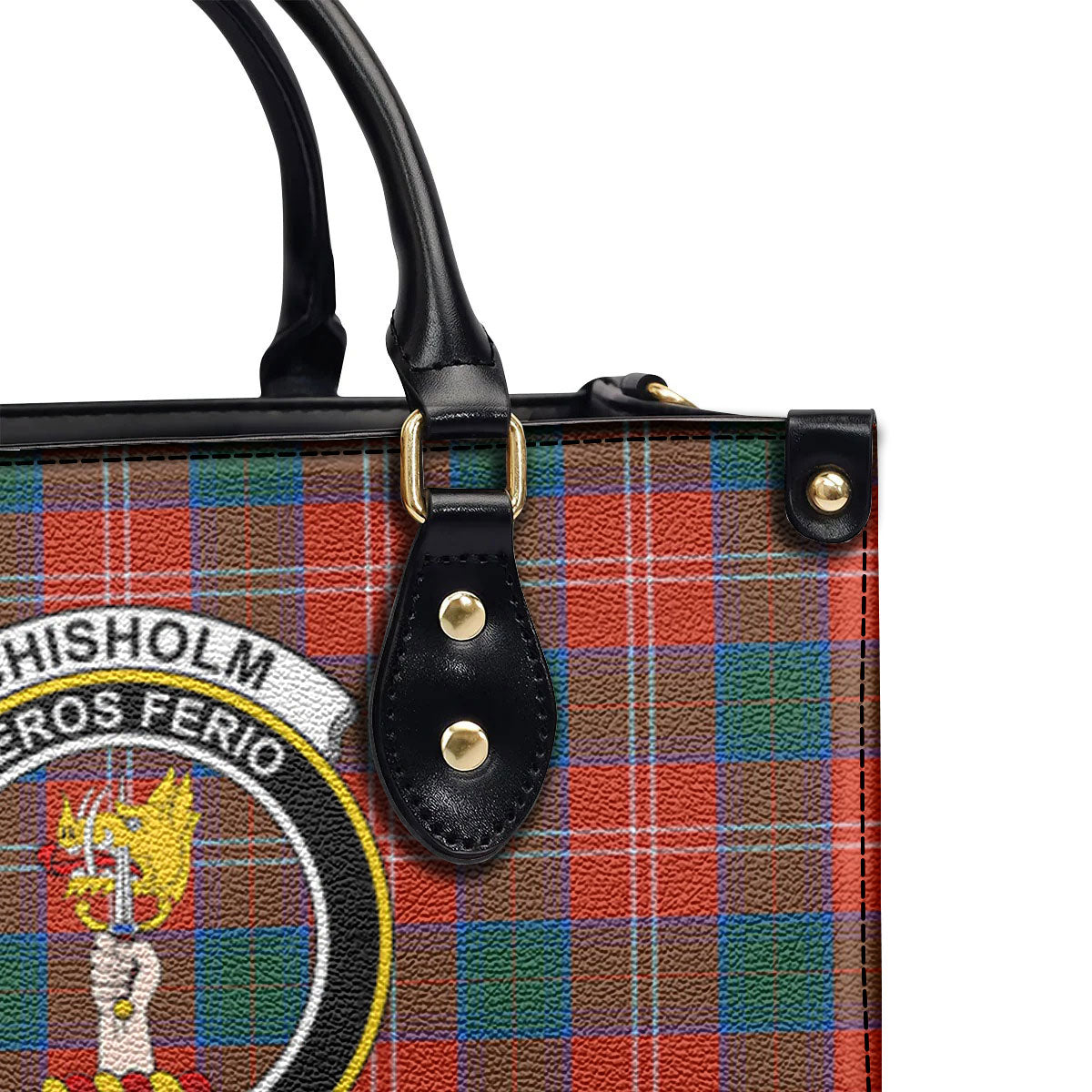 Chisholm Ancient Tartan Crest Leather Handbag