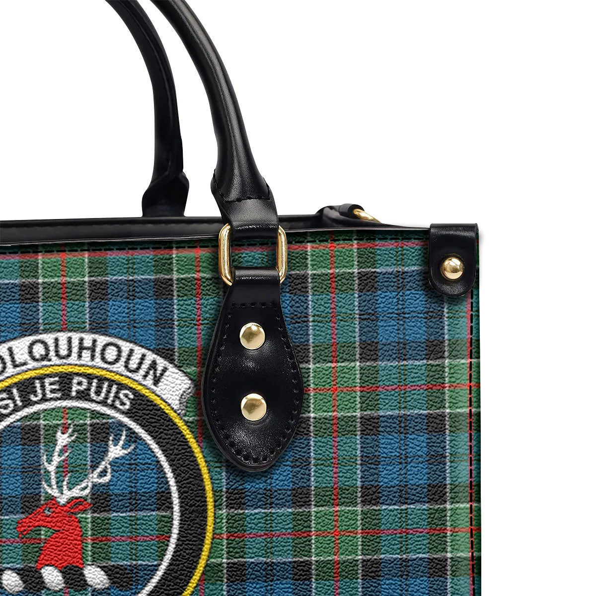 Colquhoun Ancient Tartan Crest Leather Handbag