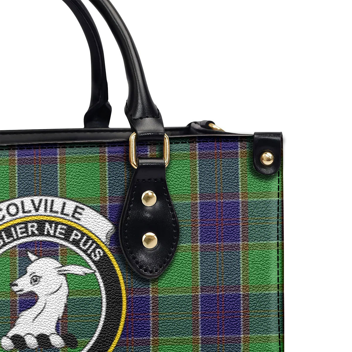 Colville Tartan Crest Leather Handbag