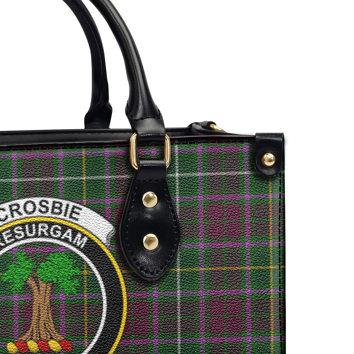 Crosbie Tartan Crest Leather Handbag