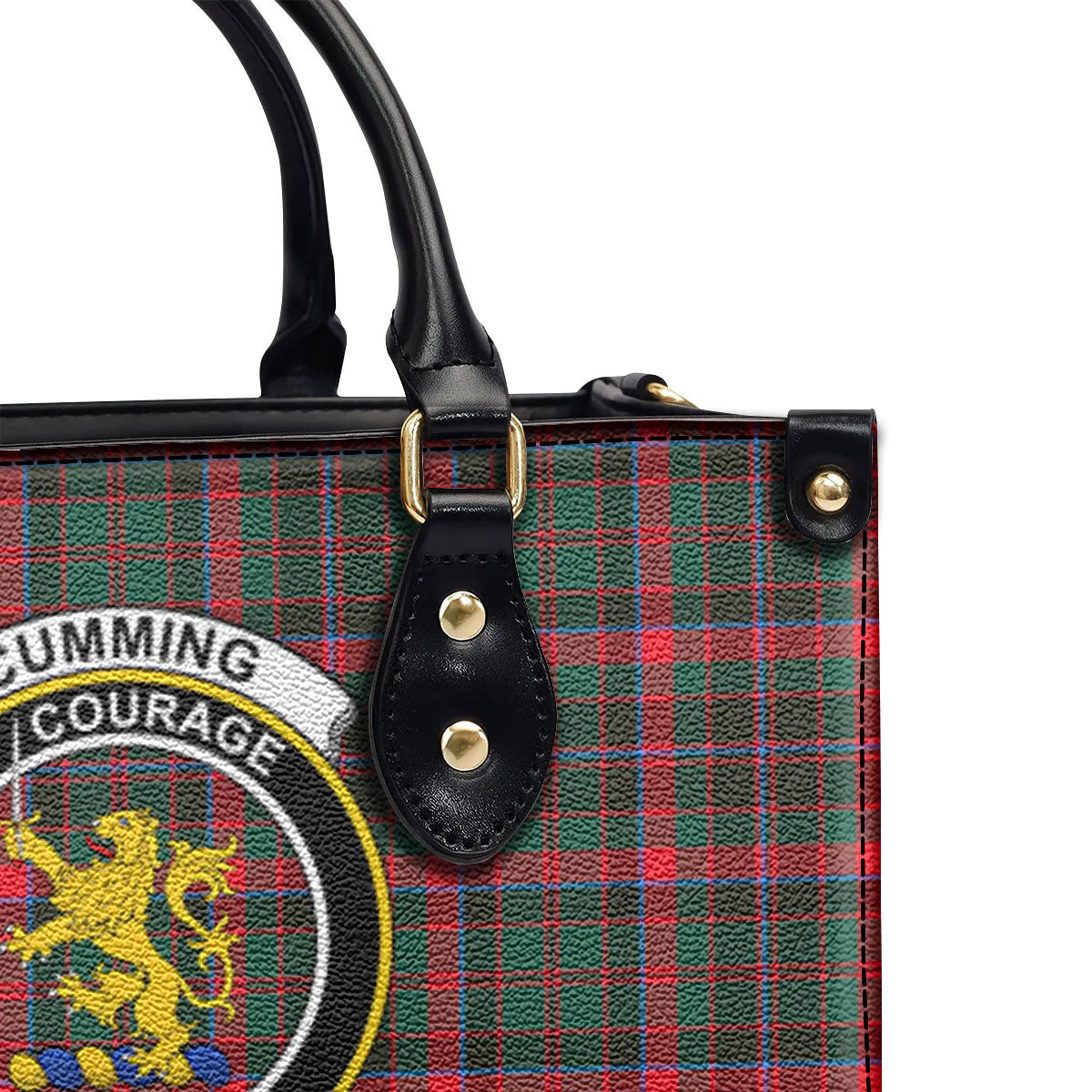 Cumming Hunting Modern Tartan Crest Leather Handbag