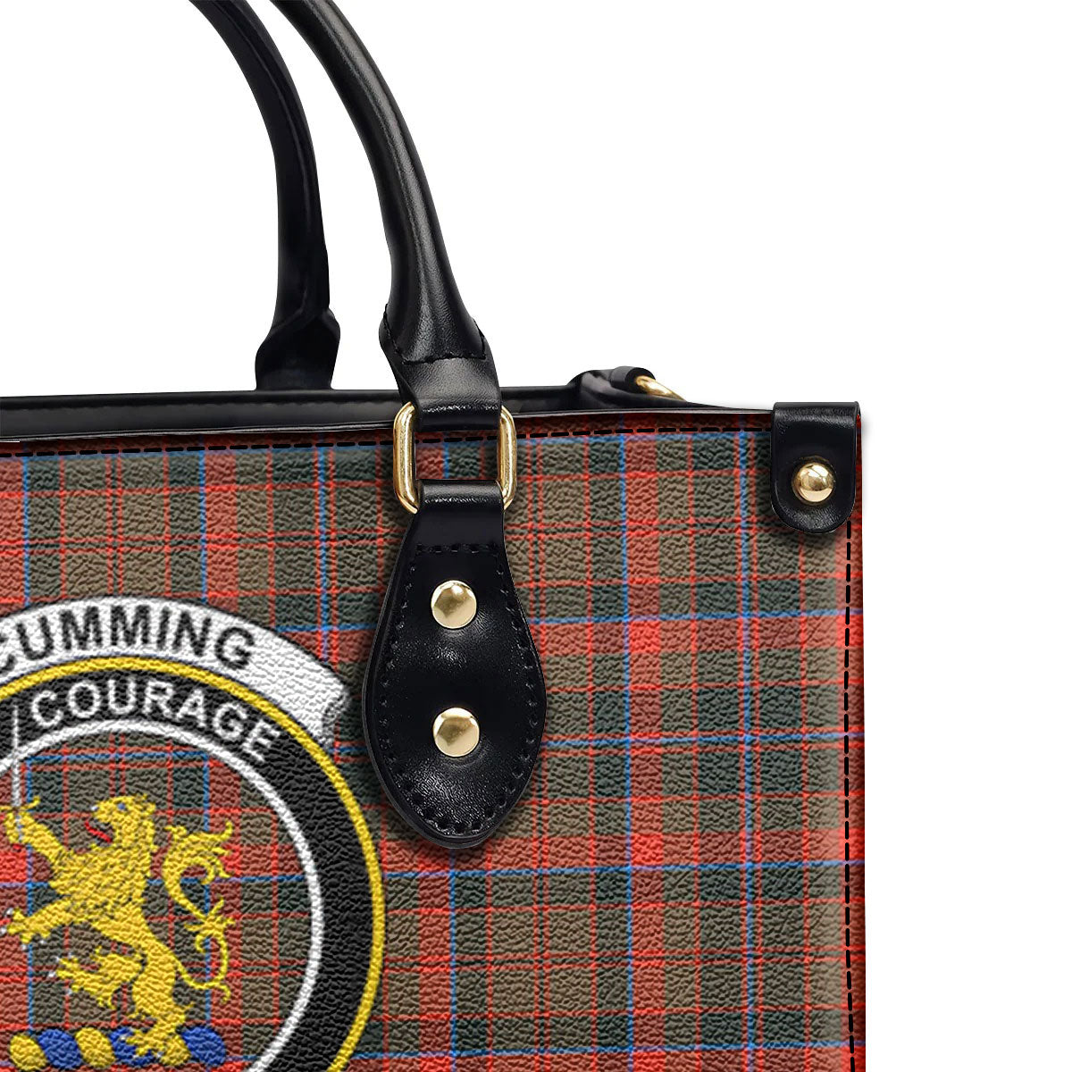 Cumming Hunting Weathered Tartan Crest Leather Handbag