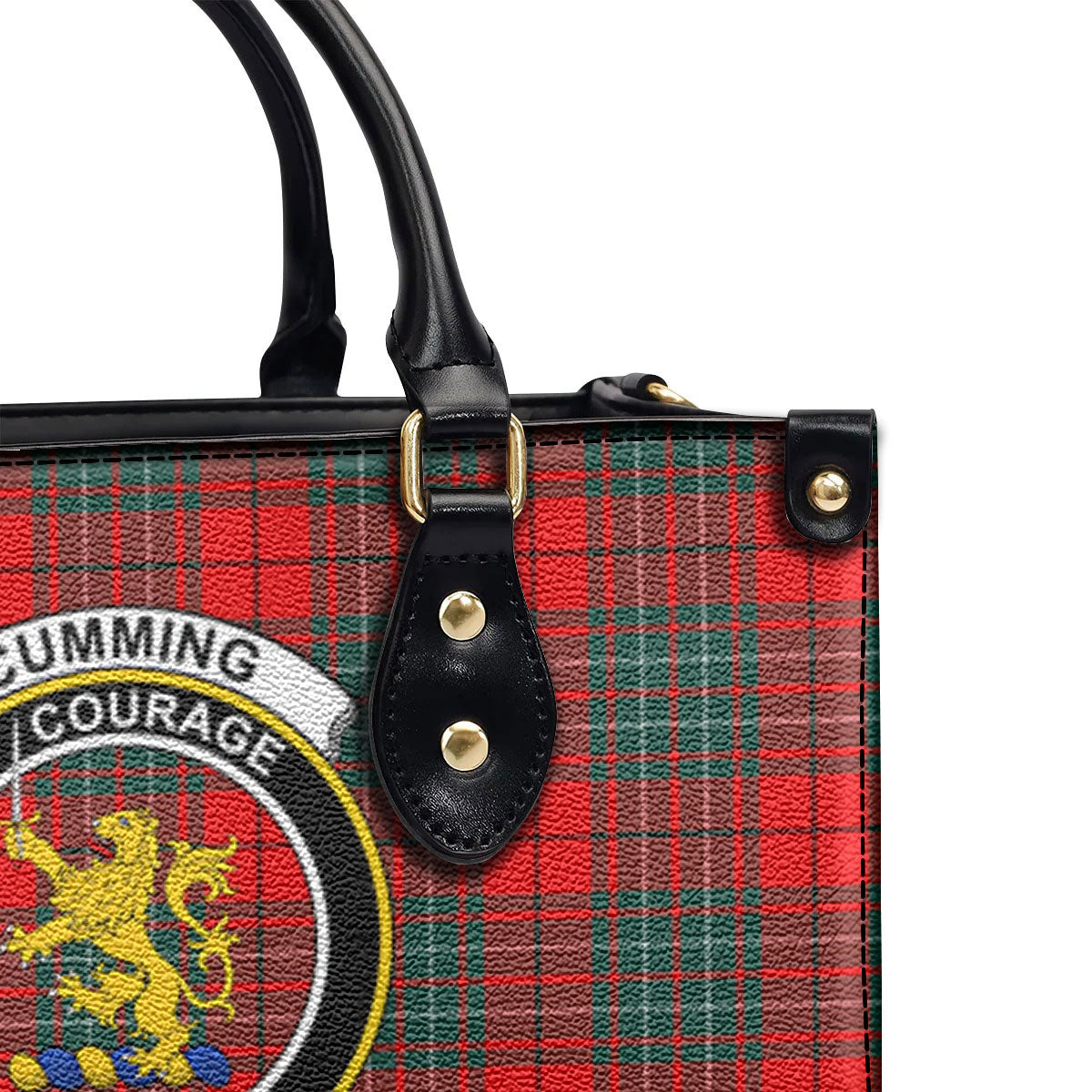 Cumming Modern Tartan Crest Leather Handbag