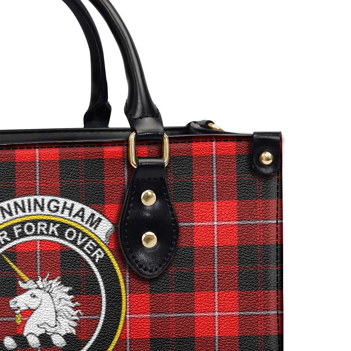 Cunningham Modern Tartan Crest Leather Handbag