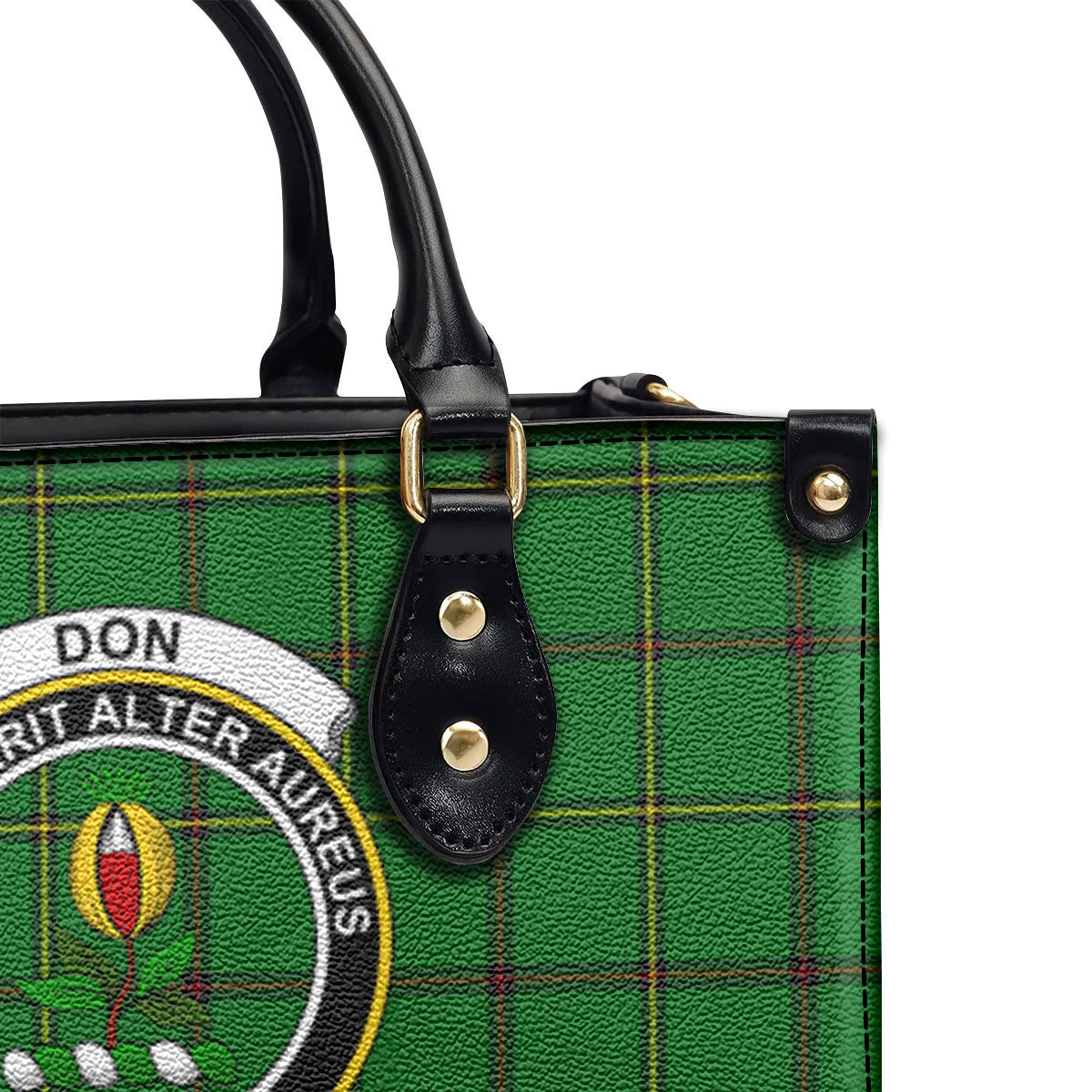 Don Tartan Crest Leather Handbag