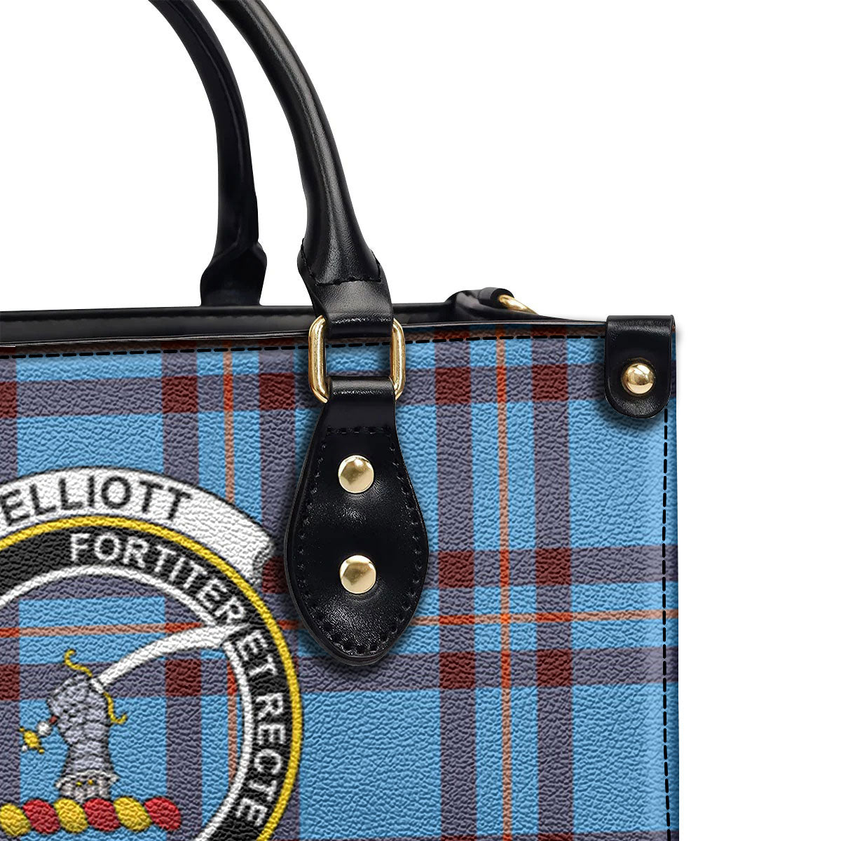 Elliott Ancient Tartan Crest Leather Handbag