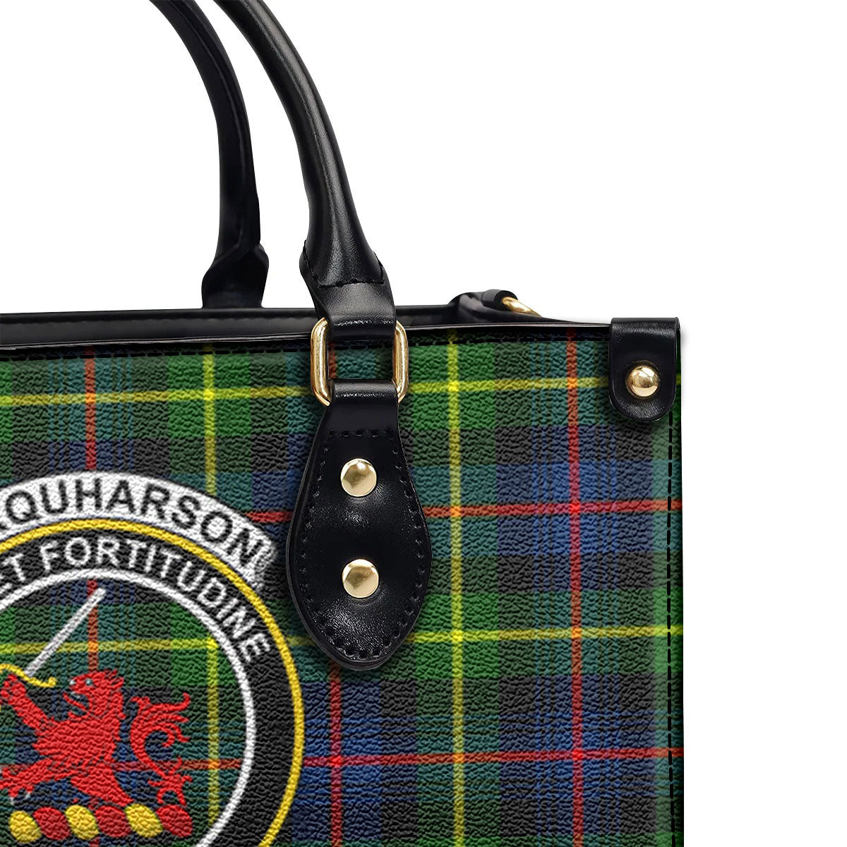 Farquharson Modern Tartan Crest Leather Handbag