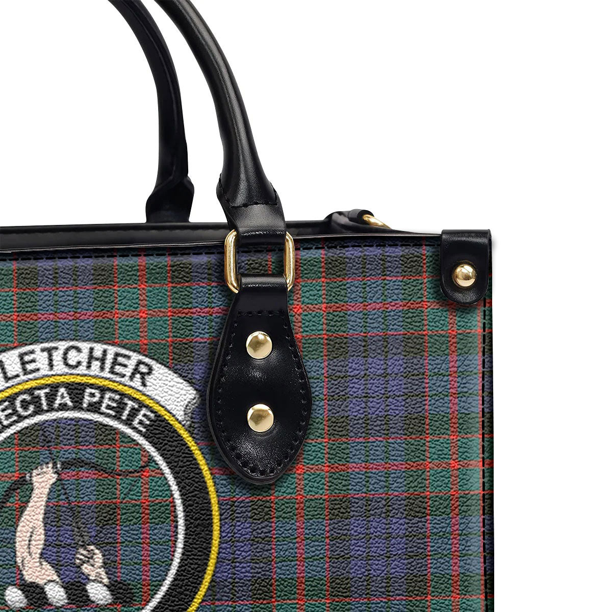 Fletcher of Dunans Tartan Crest Leather Handbag