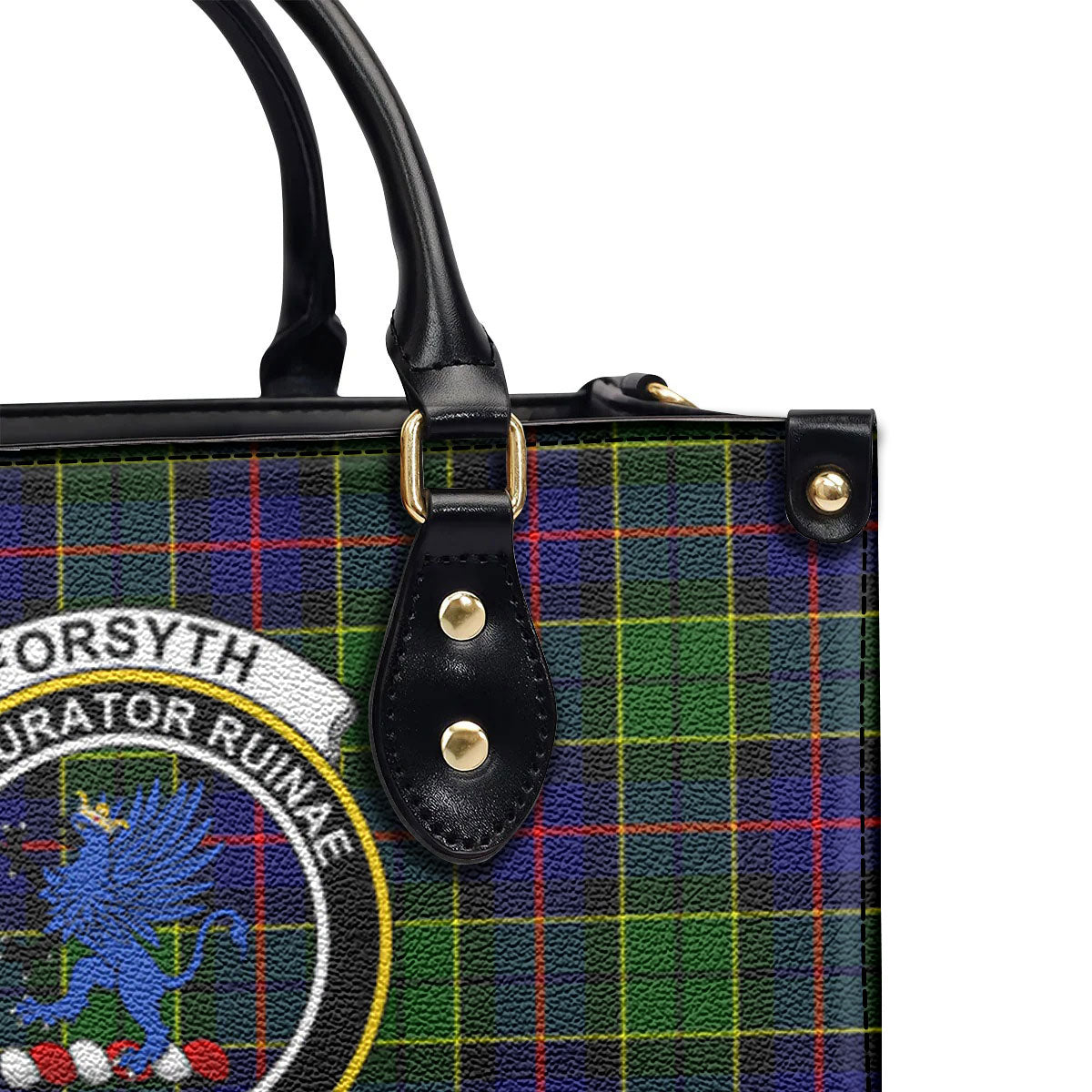 Forsyth Modern Tartan Crest Leather Handbag