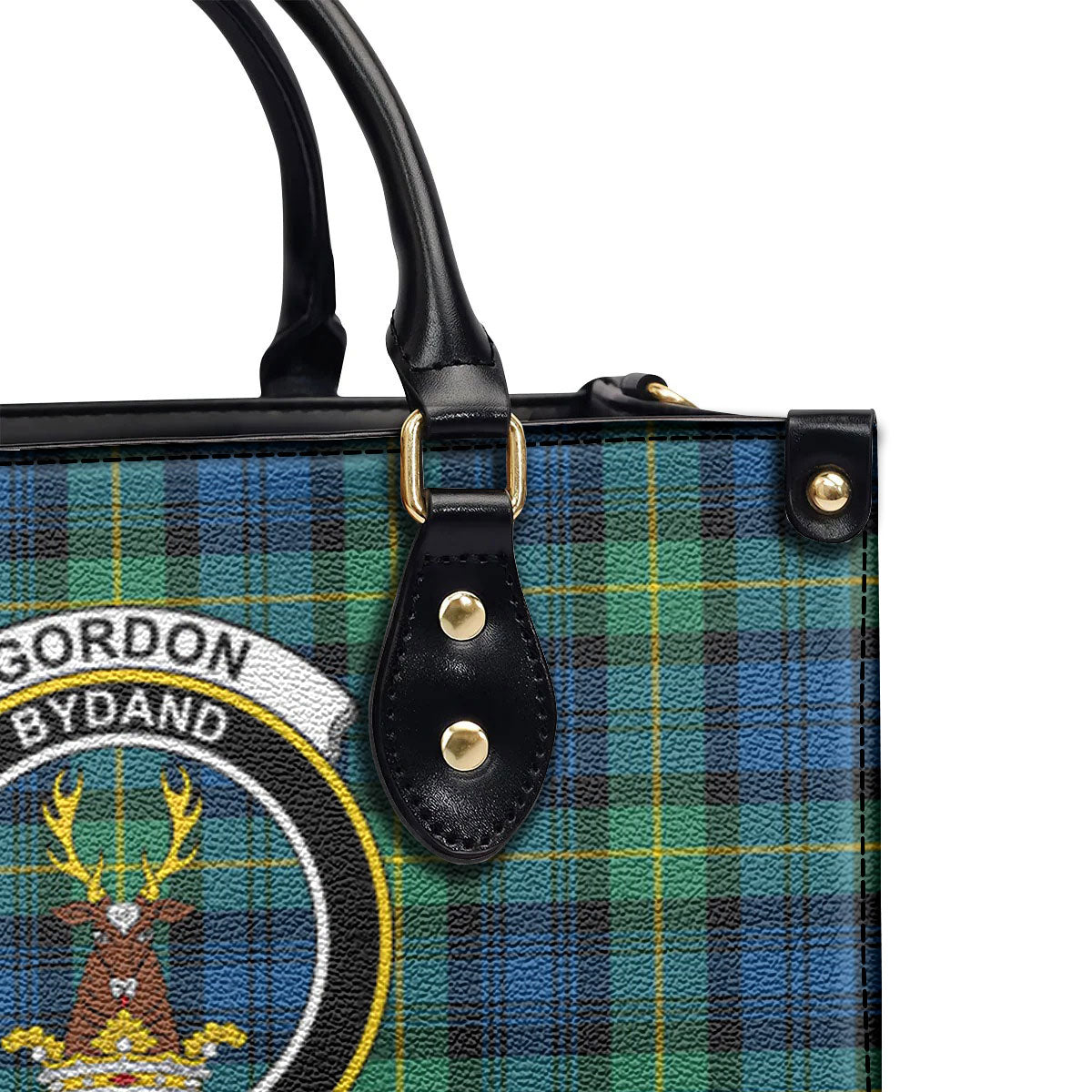 Gordon Ancient Tartan Crest Leather Handbag