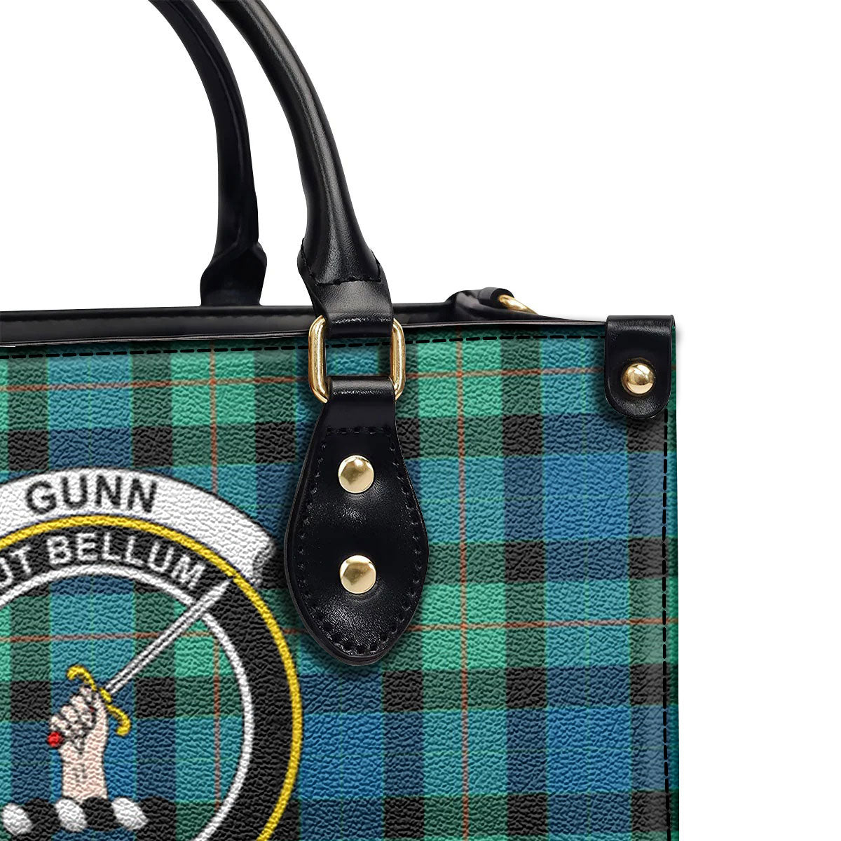 Gunn Ancient Tartan Crest Leather Handbag