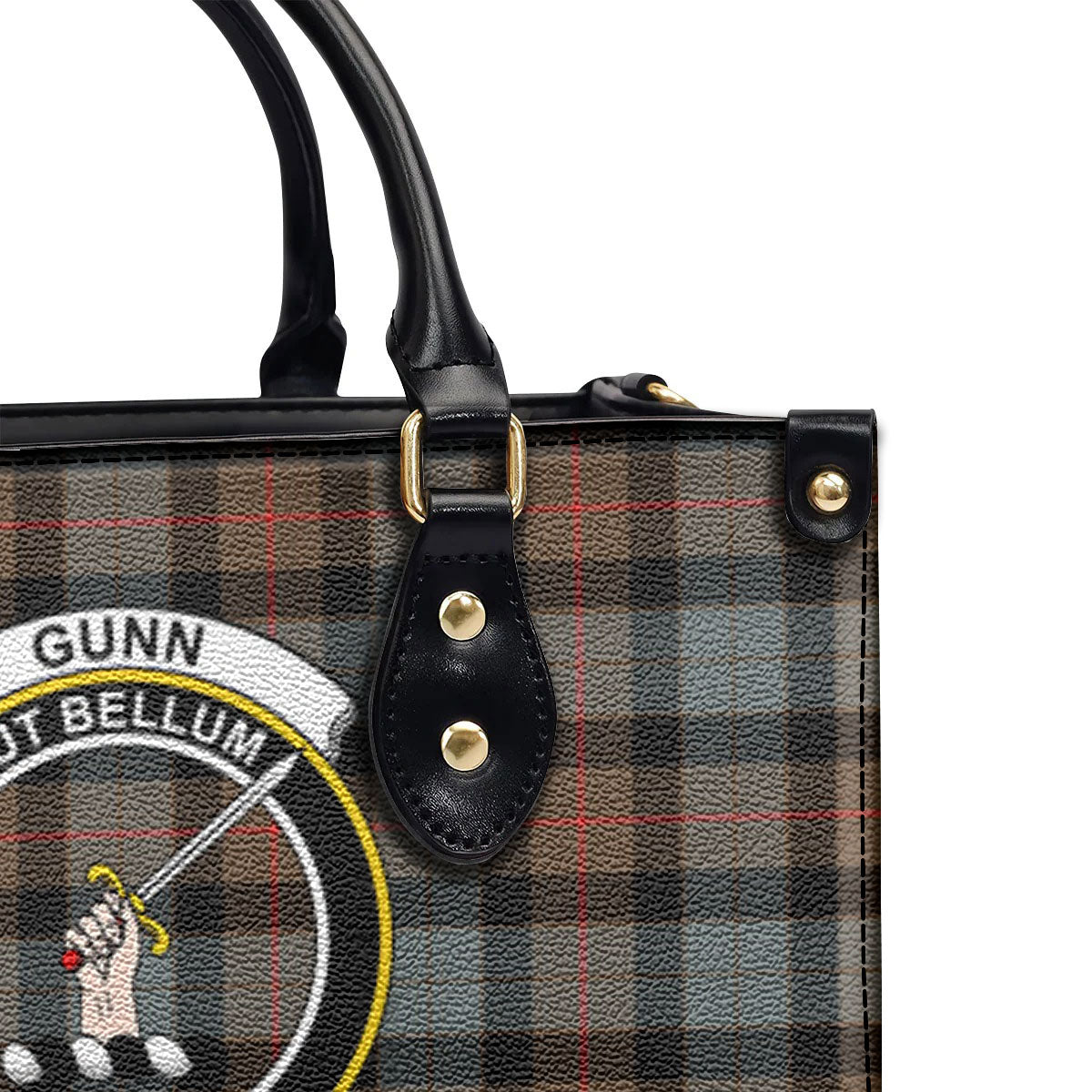 Gunn Weathered Tartan Crest Leather Handbag