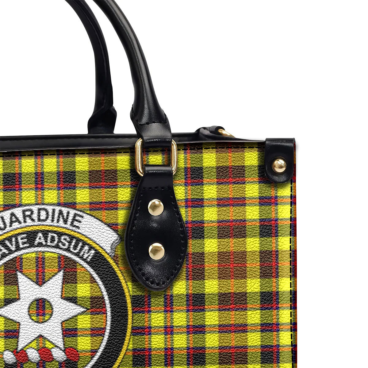 Jardine Tartan Crest Leather Handbag