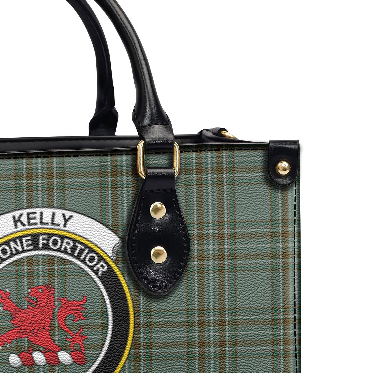 Kelly Dress Tartan Crest Leather Handbag