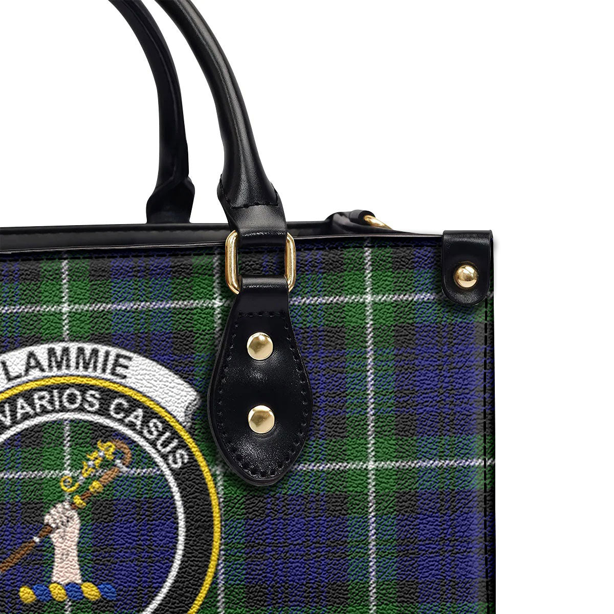 Lammie Tartan Crest Leather Handbag