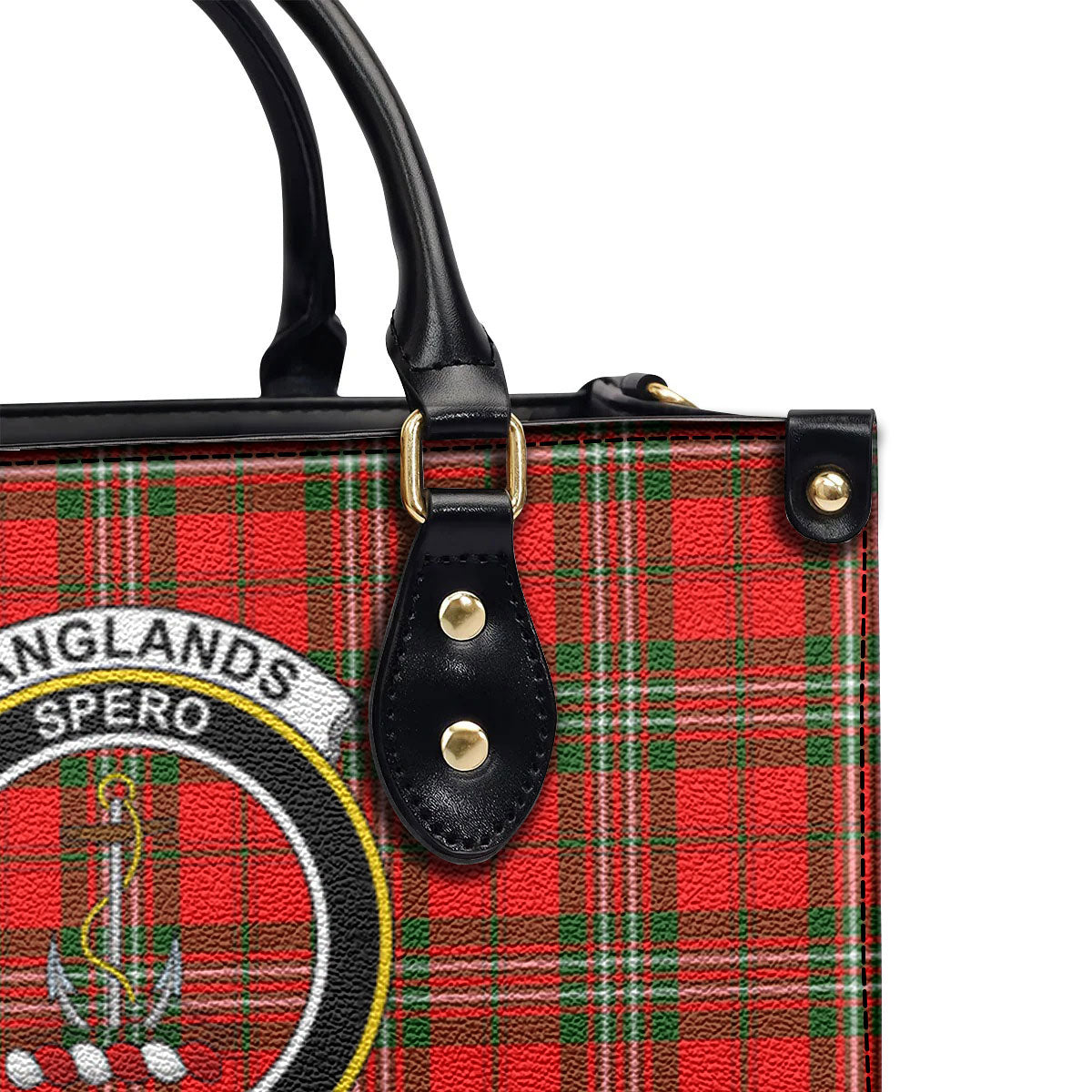 Langlands Tartan Crest Leather Handbag