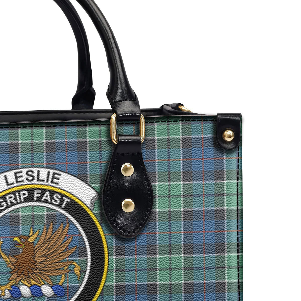 Leslie Hunting Ancient Tartan Crest Leather Handbag