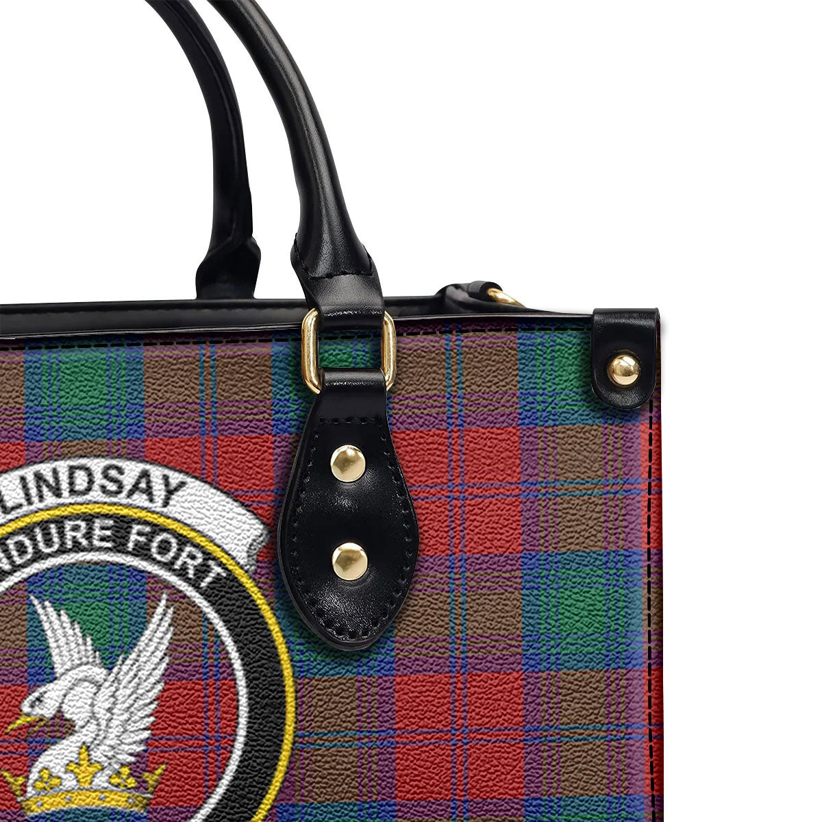 Lindsay Modern Tartan Crest Leather Handbag