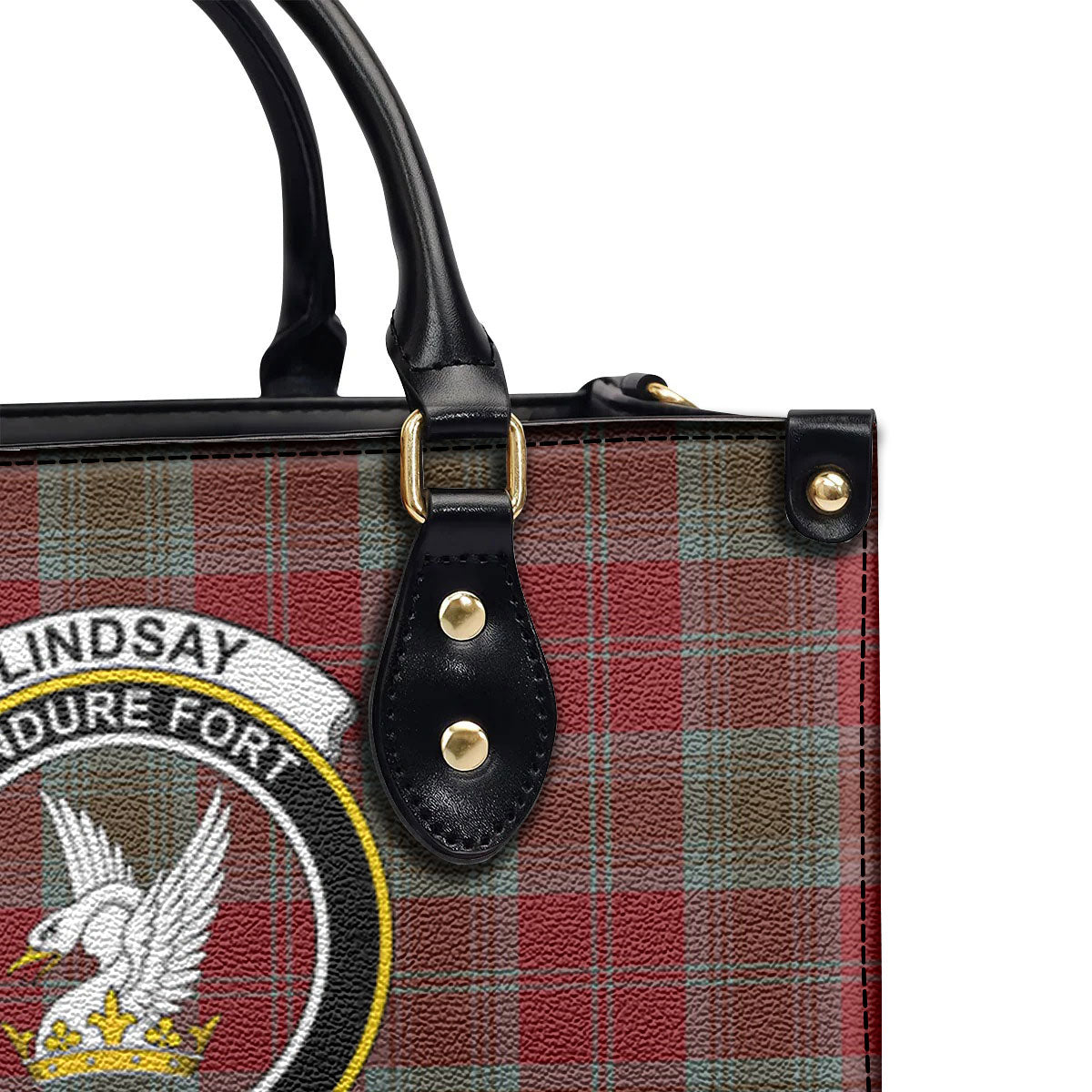 Lindsay Weathered Tartan Crest Leather Handbag