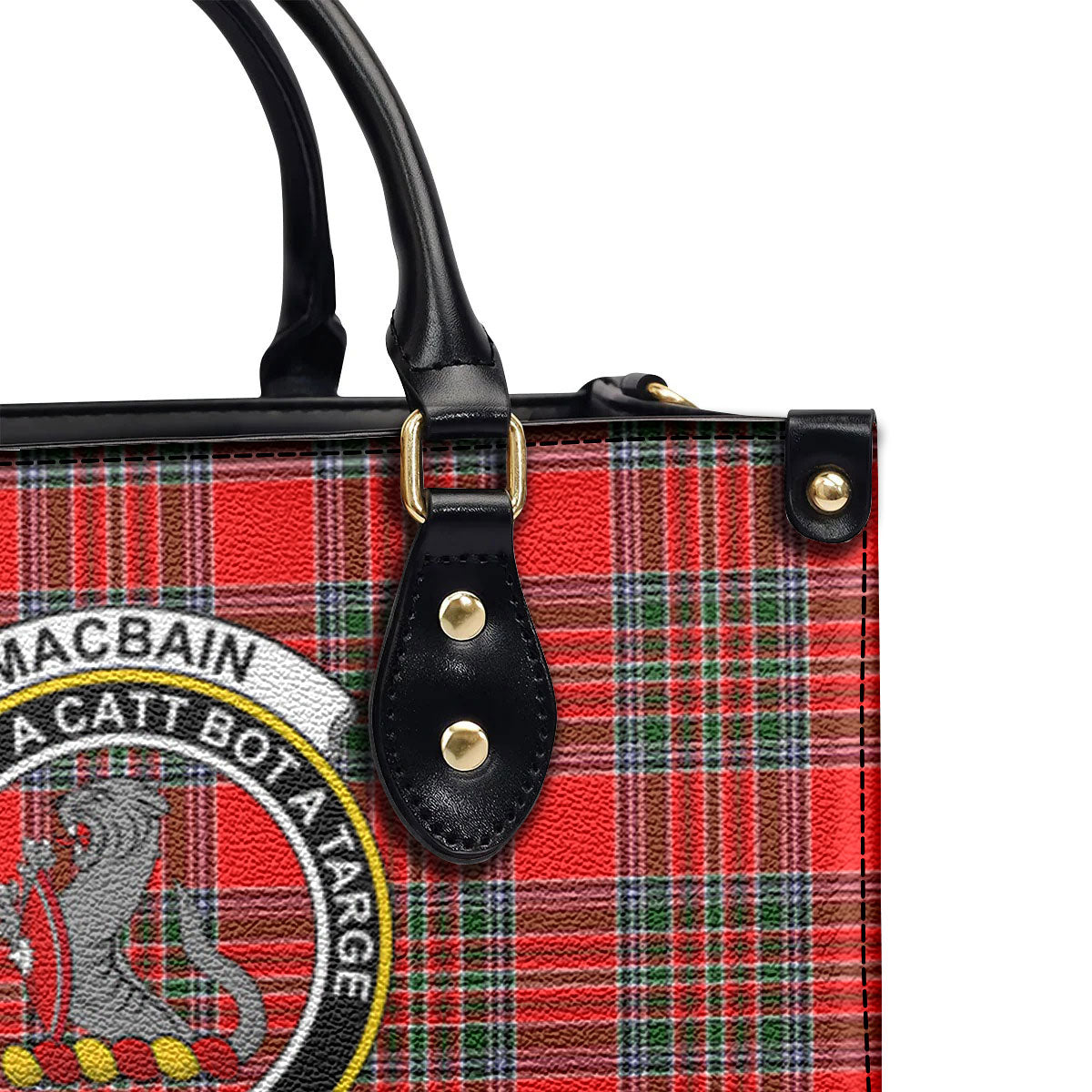 MacBain Tartan Crest Leather Handbag