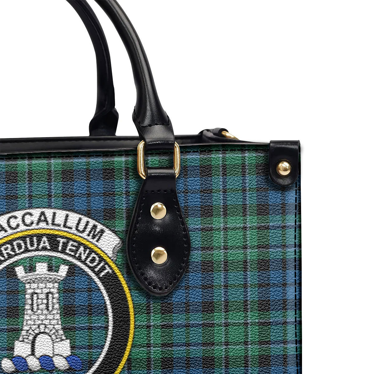 MacCallum Ancient Tartan Crest Leather Handbag