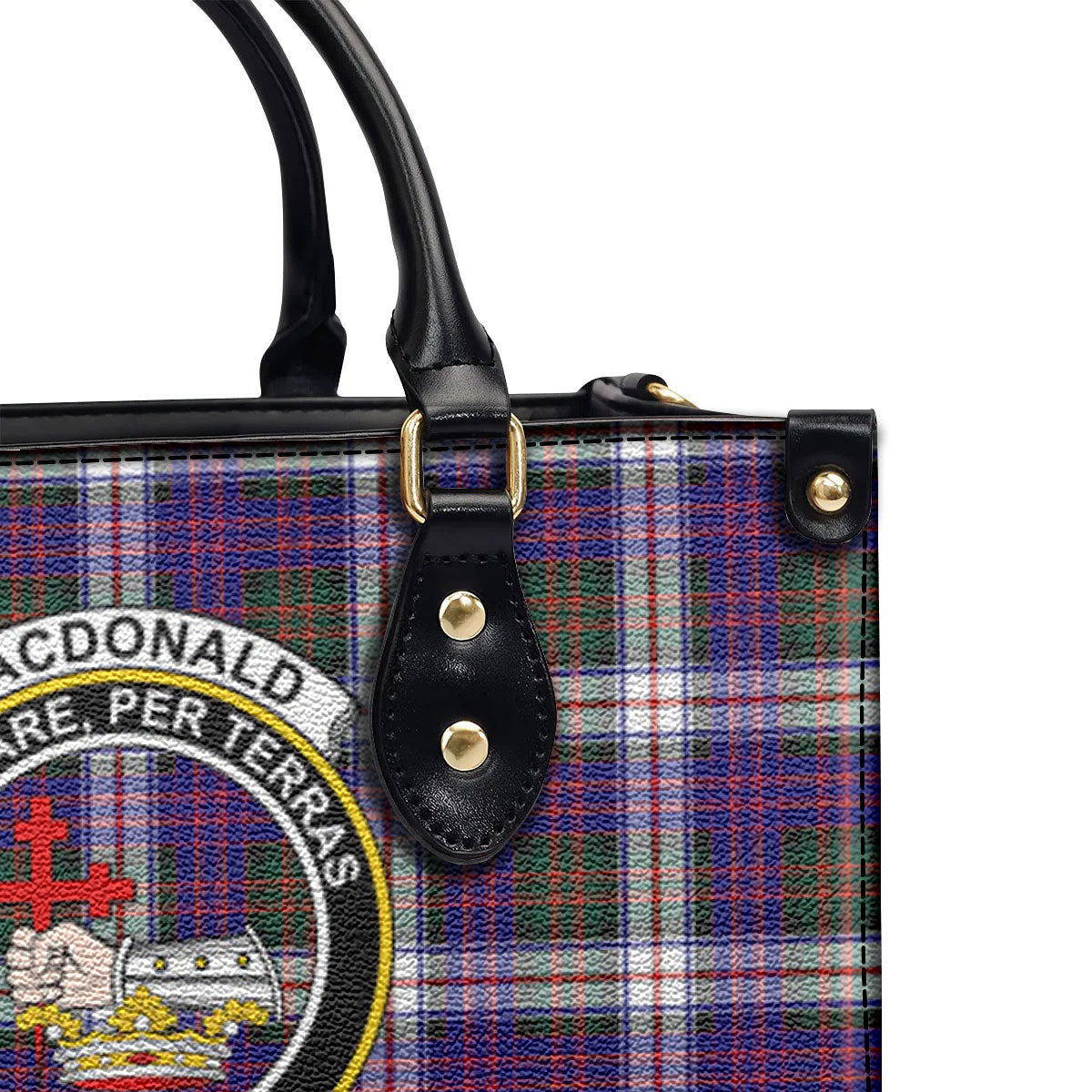 MacDonald Dress Modern Tartan Crest Leather Handbag