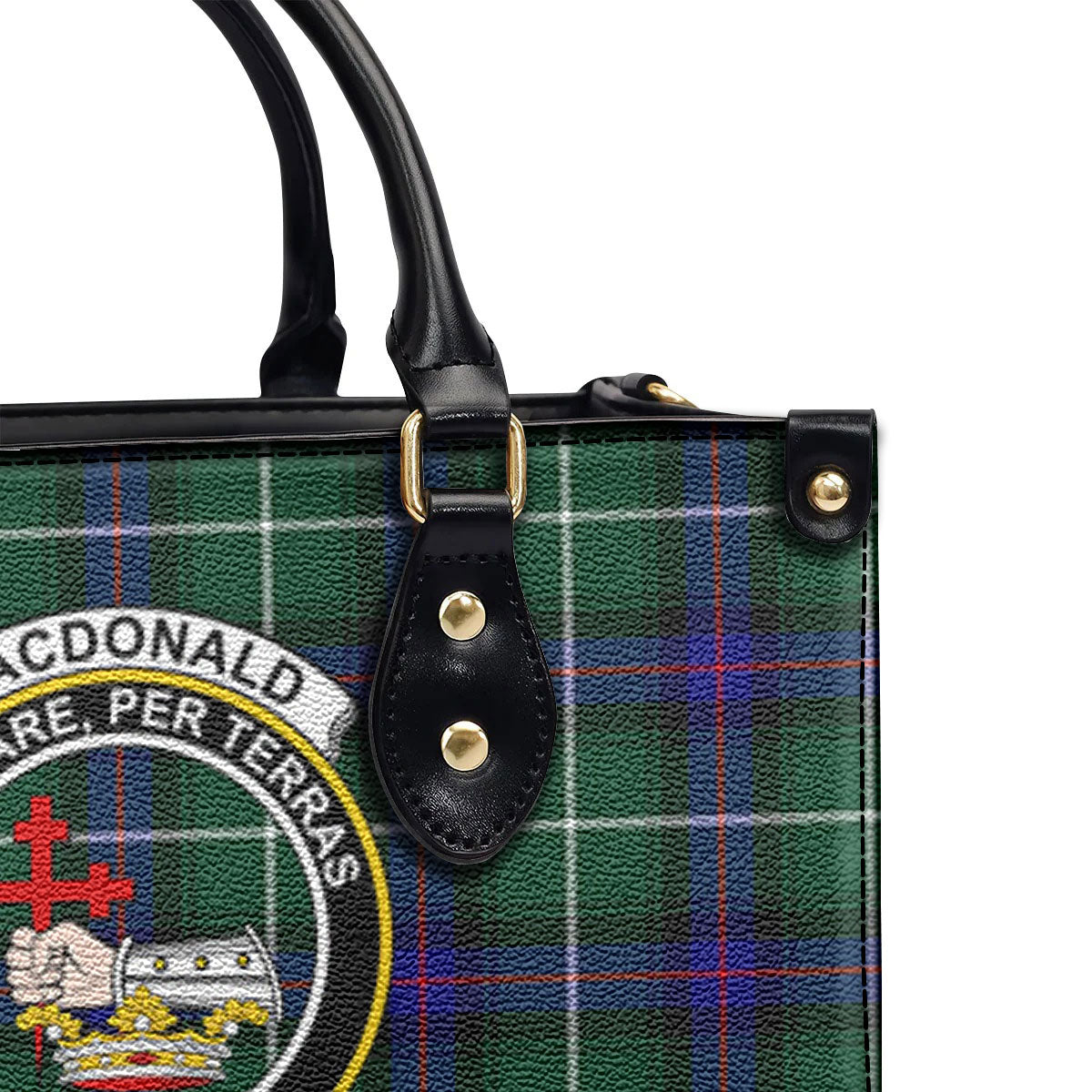 MacDonald of the Isles Hunting Modern Tartan Crest Leather Handbag