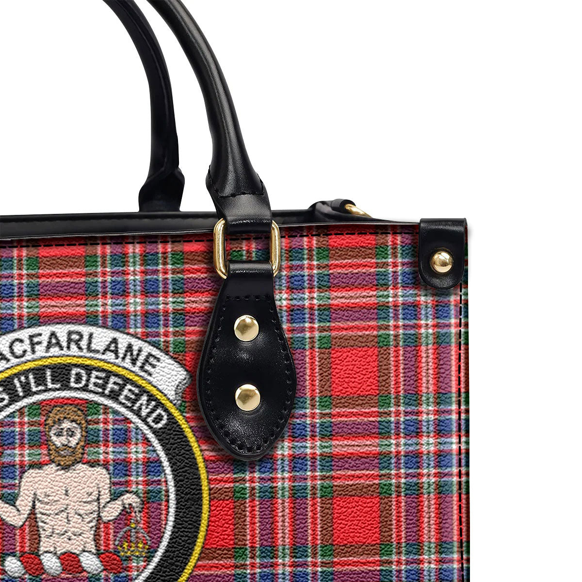 MacFarlane Modern Tartan Crest Leather Handbag