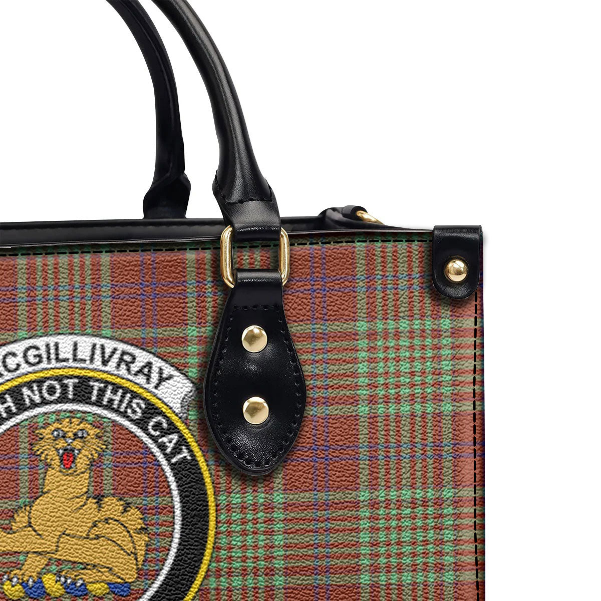 MacGillivray Hunting Ancient Tartan Crest Leather Handbag