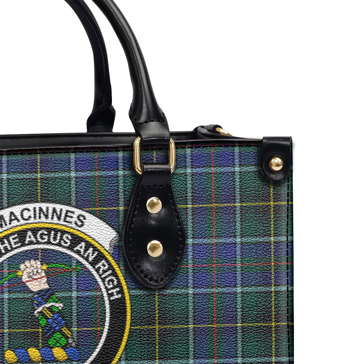 MacInnes Modern Tartan Crest Leather Handbag