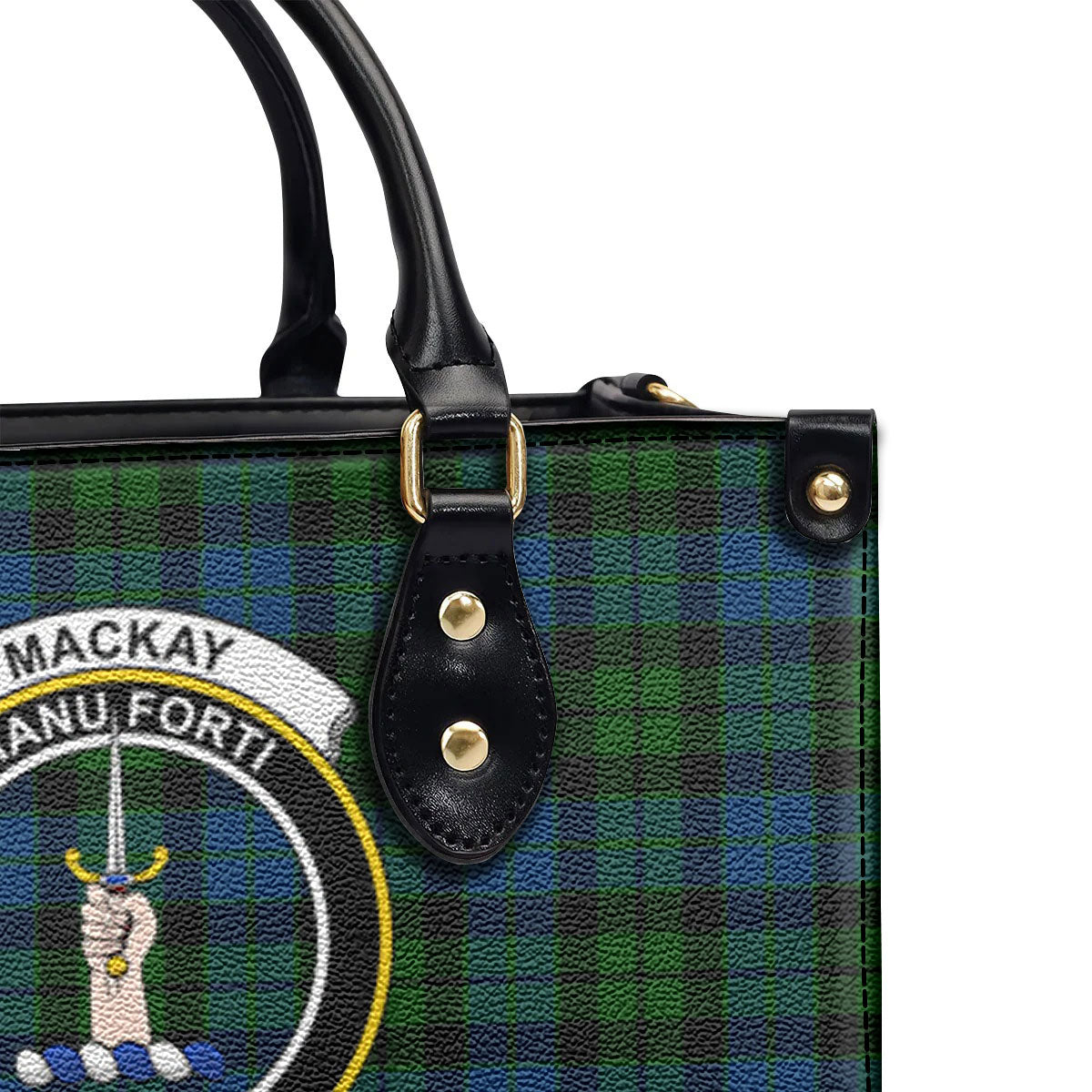 MacKay Modern Tartan Crest Leather Handbag