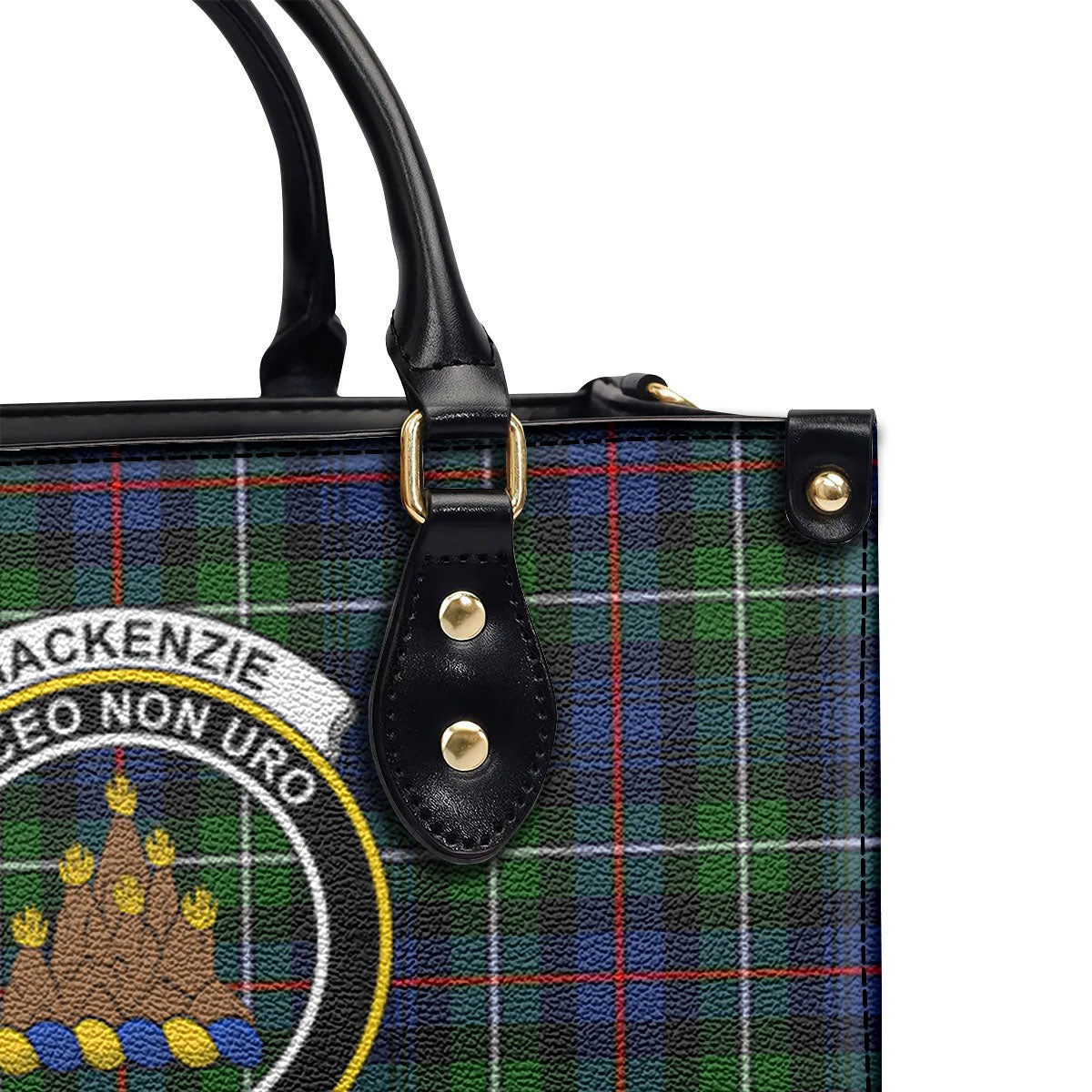 MacKenzie Modern Tartan Crest Leather Handbag