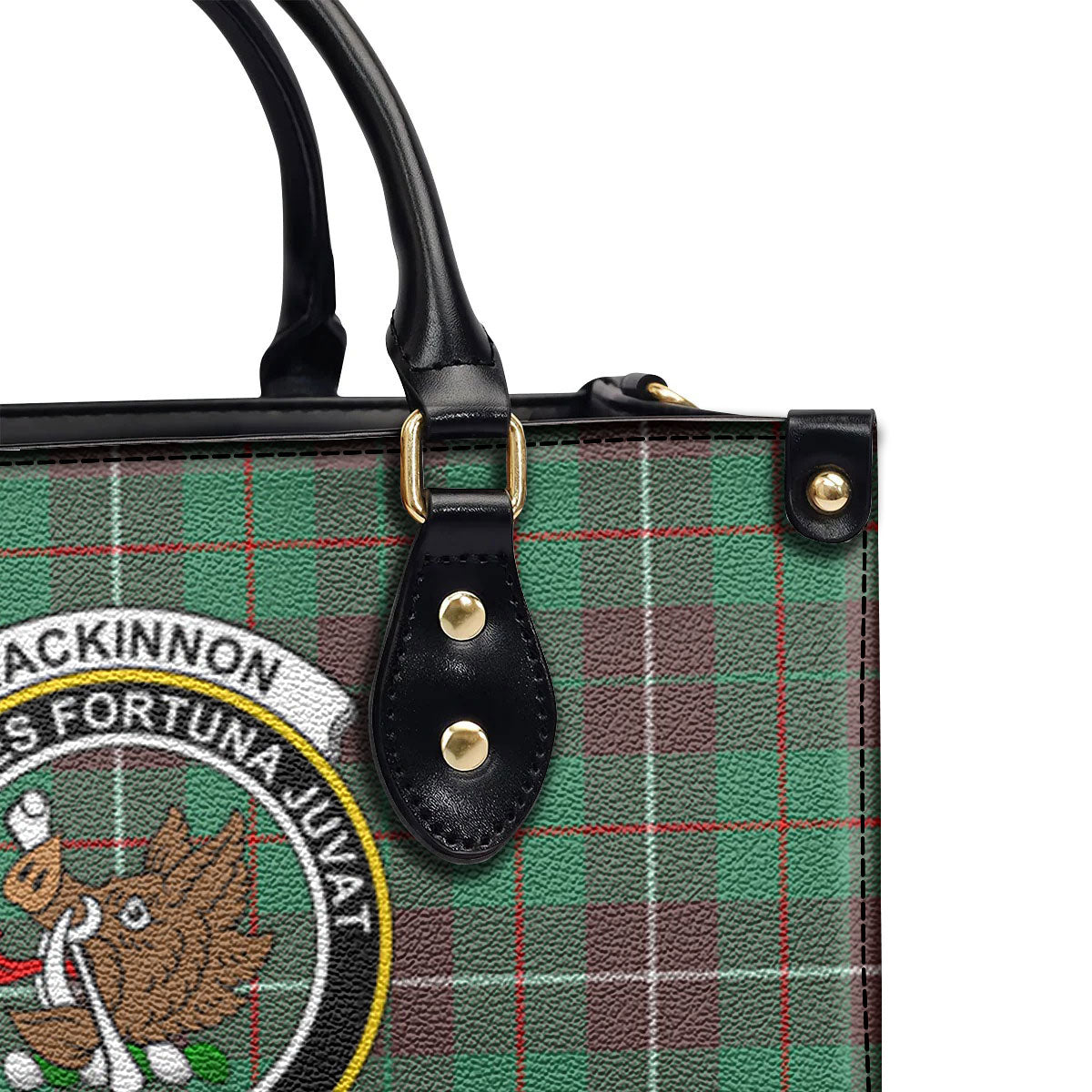 MacKinnon Hunting Ancient Tartan Crest Leather Handbag