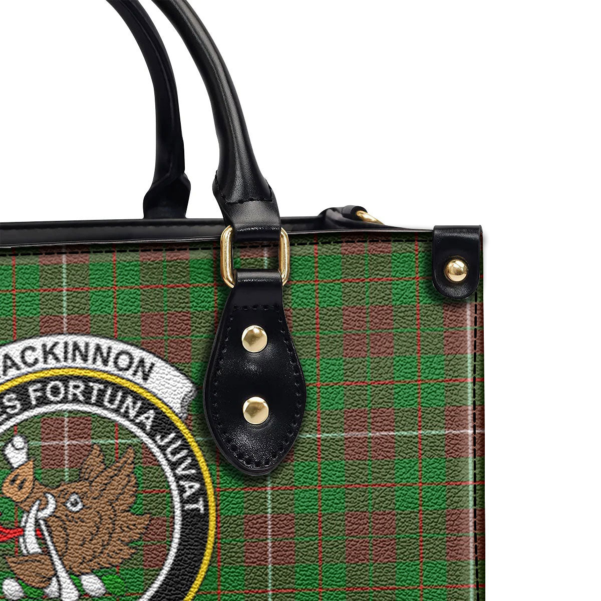 MacKinnon Hunting Modern Tartan Crest Leather Handbag