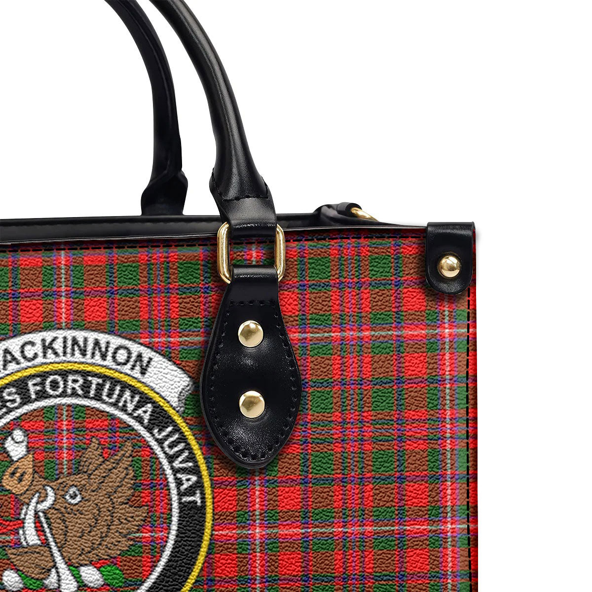 MacKinnon Modern Tartan Crest Leather Handbag