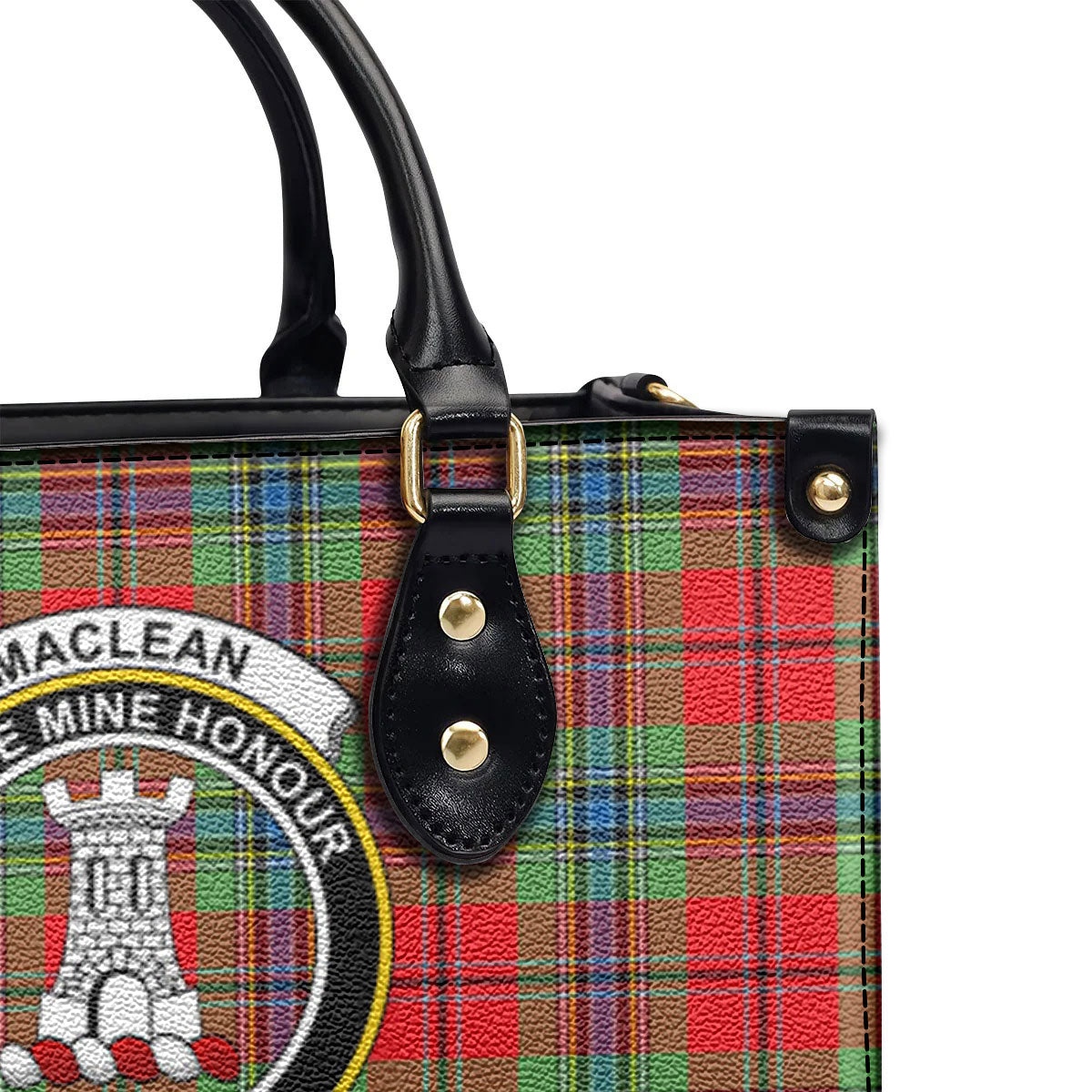 MacLean of Duart Modern Tartan Crest Leather Handbag