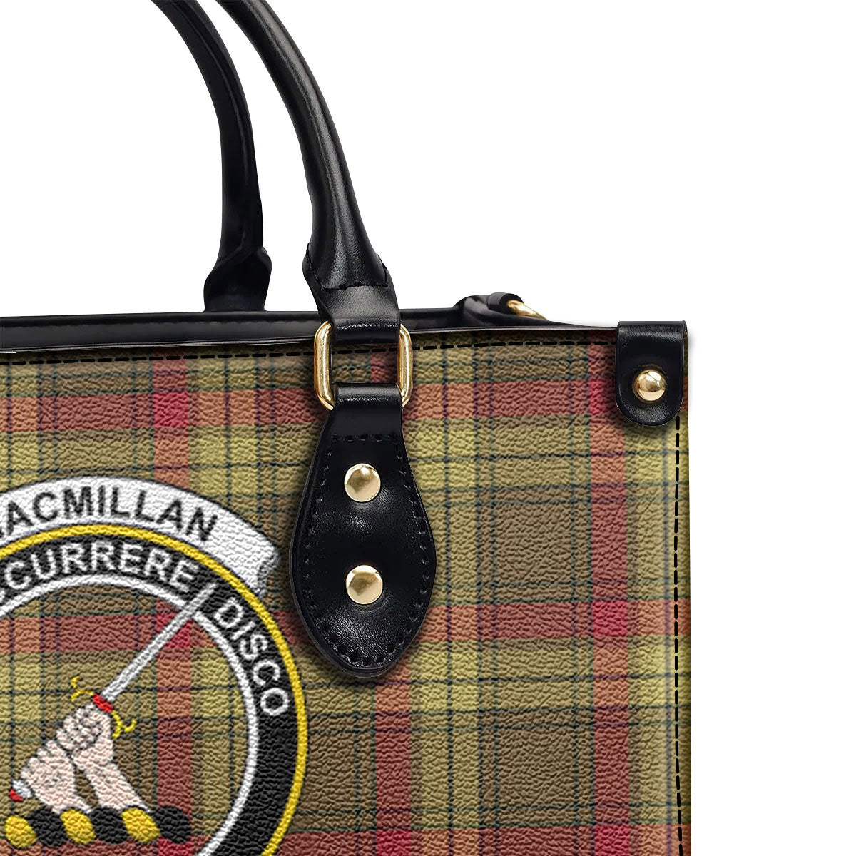 MacMillan Old Weathered Tartan Crest Leather Handbag